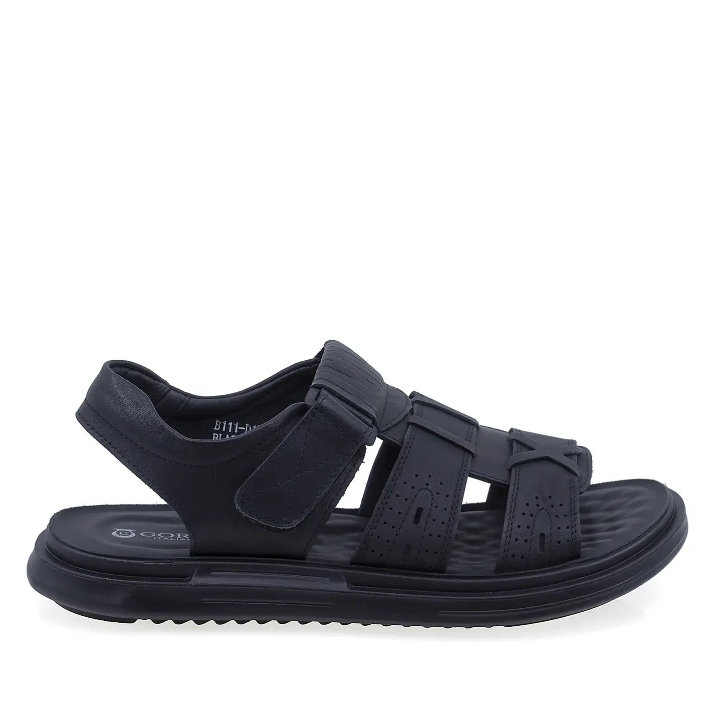 Sandale bărbați casual Goretti B111-D172012 negre, vedere laterală dreapta, talpă flexibilă și ușoară