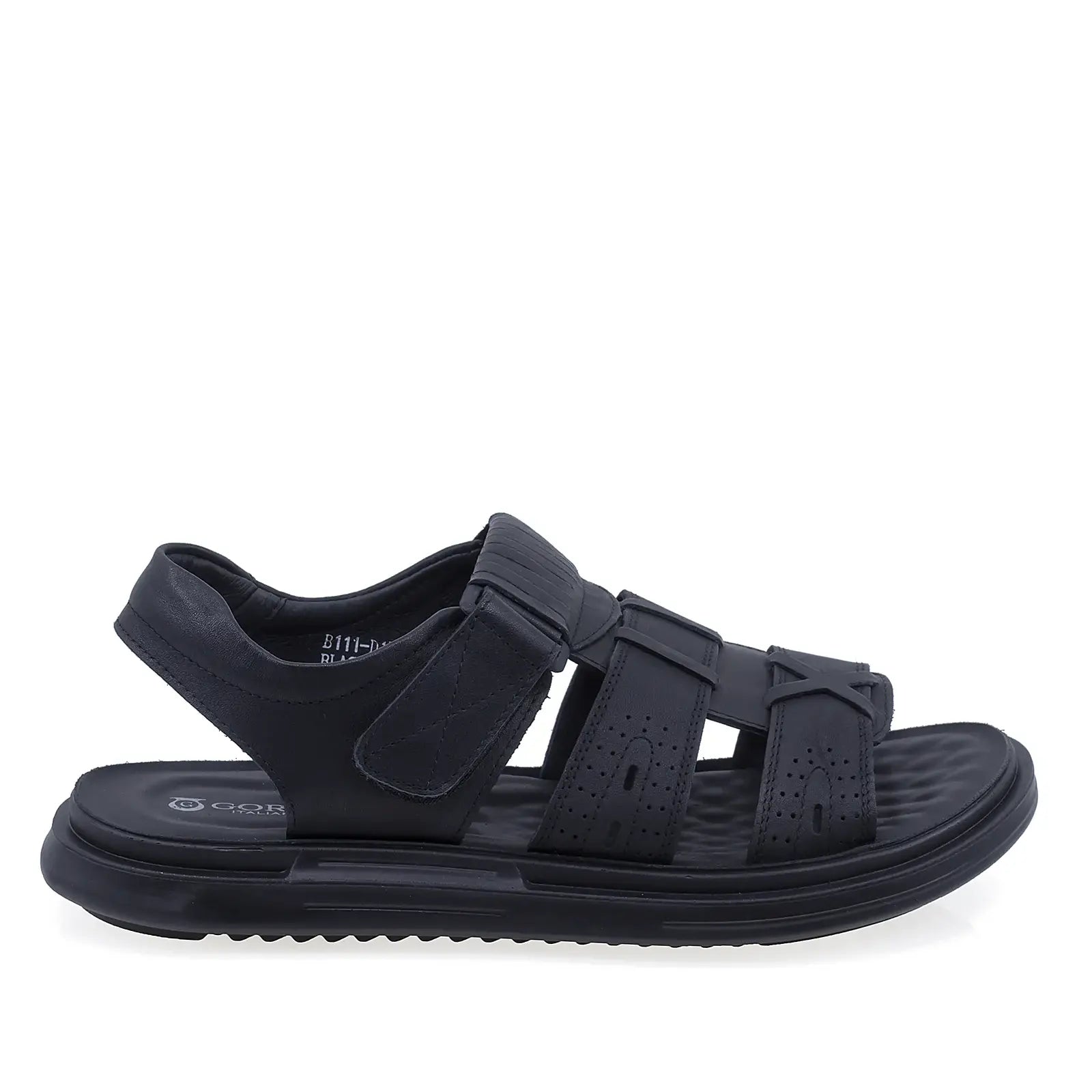Sandale bărbați casual Goretti B111-D172012 negre, vedere laterală dreapta, talpă flexibilă și ușoară