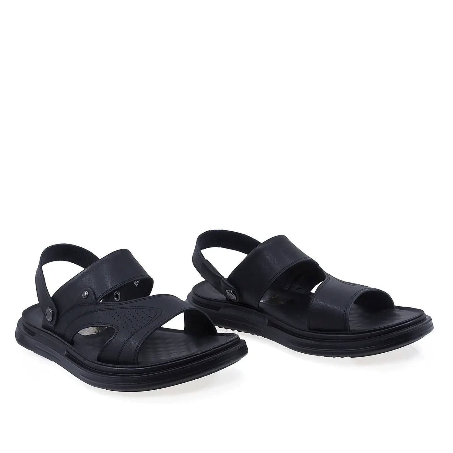 Sandale bărbați Goretti B111-D17204 negre din piele naturală, vedere din față