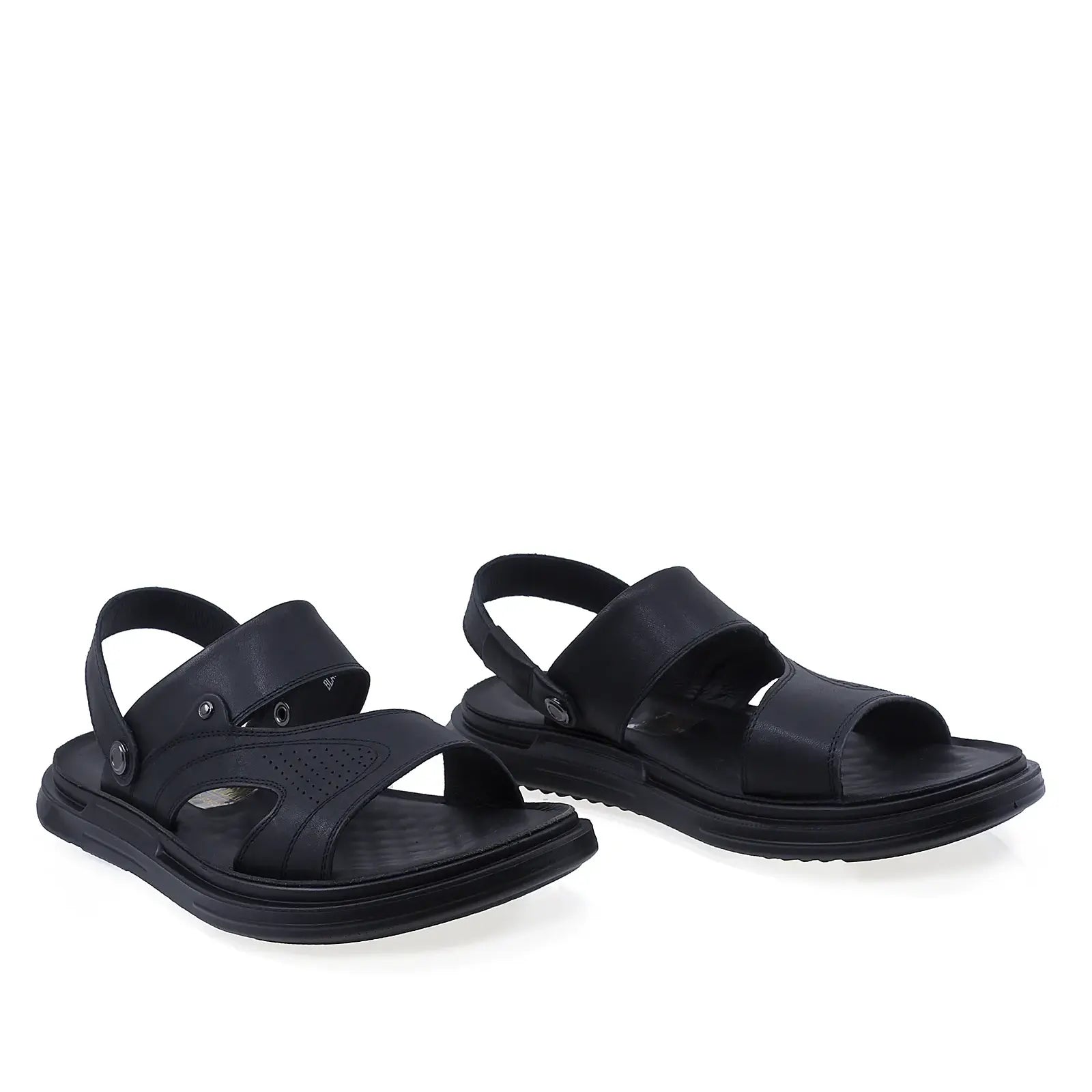 Sandale bărbați Goretti B111-D17204 negre din piele naturală, vedere din față