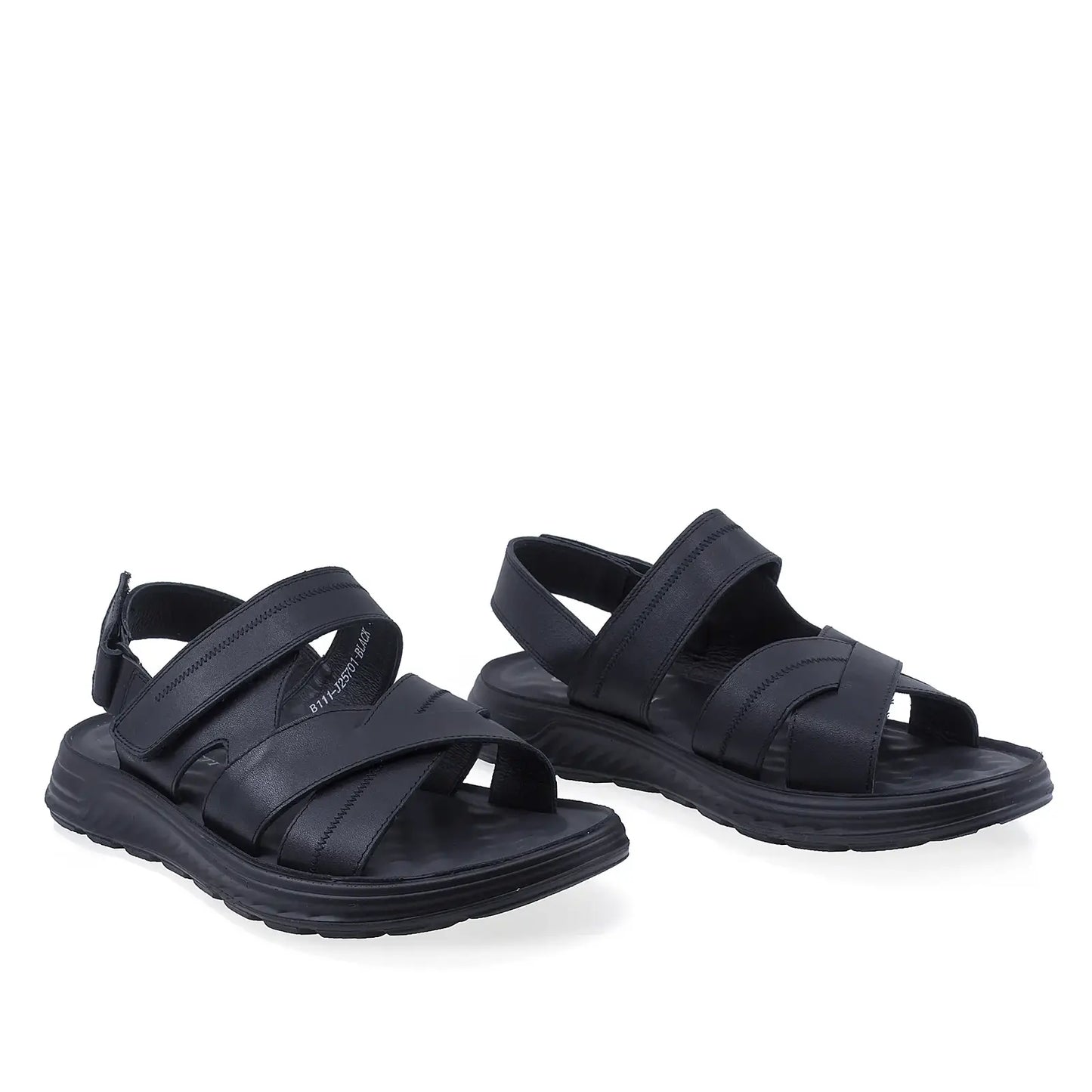 Sandale bărbați Goretti B111-J25701 negre din piele naturală, design casual și confortabil pentru sezonul cald