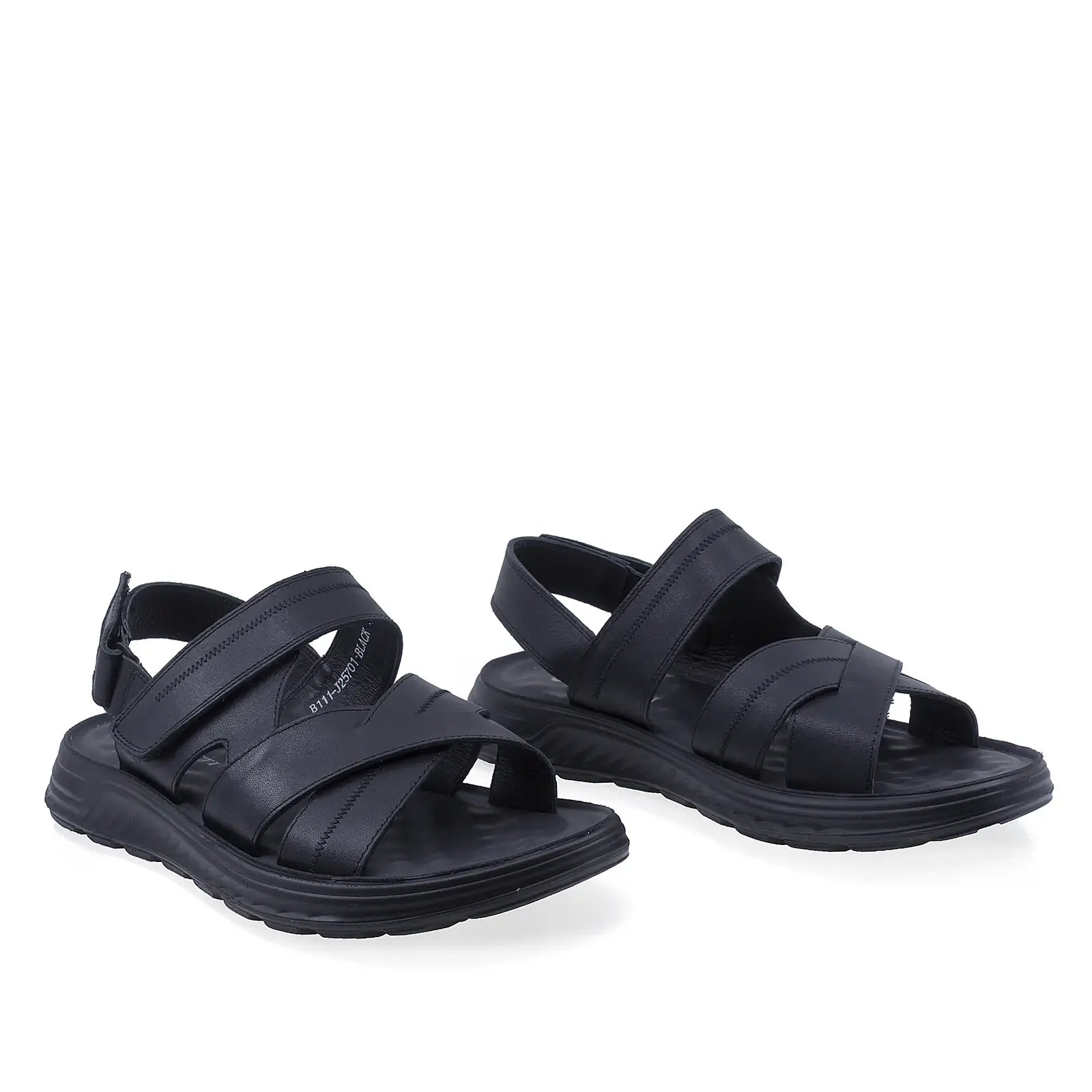 Sandale bărbați Goretti B111-J25701 negre din piele naturală, design casual și confortabil pentru sezonul cald