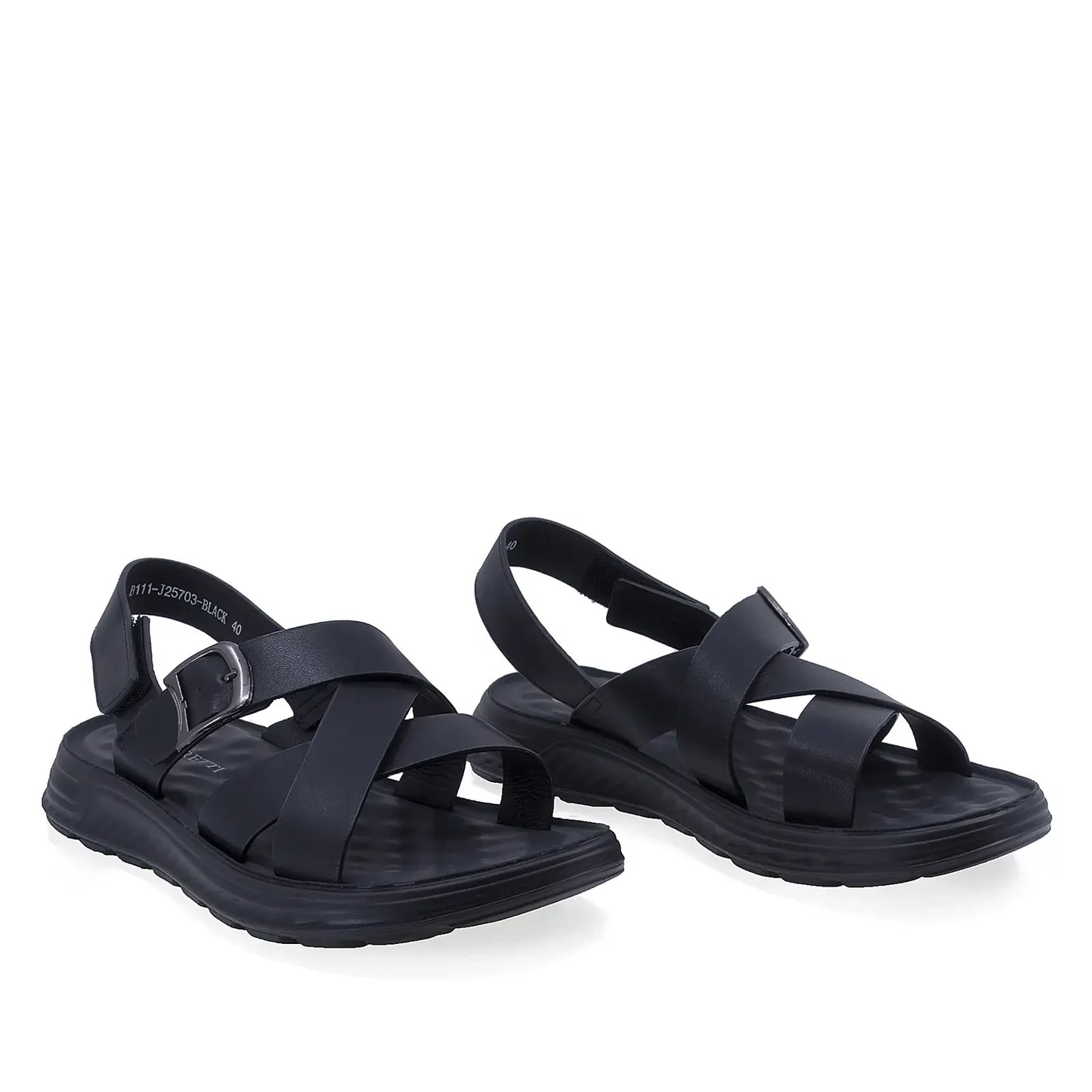 Sandale bărbați Goretti B111-J25703 negre din piele naturală, design casual și confortabil pentru sezonul cald