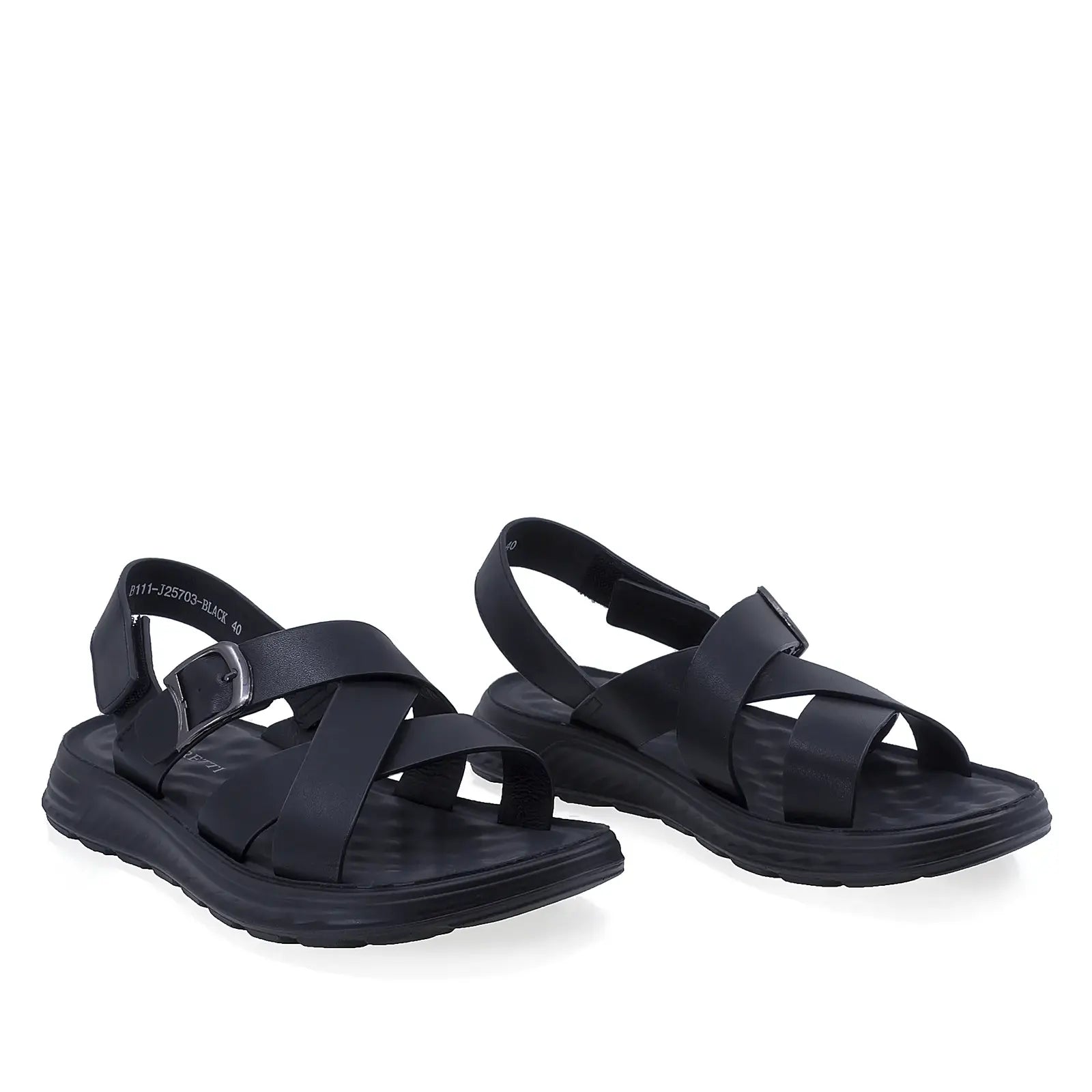 Sandale bărbați Goretti B111-J25703 negre din piele naturală, design casual și confortabil pentru sezonul cald