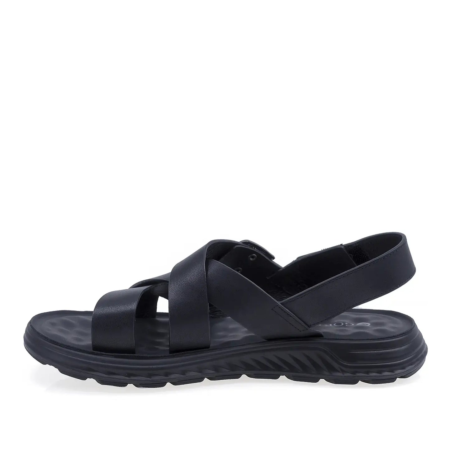 Sandale bărbați Goretti din piele naturală neagră, confort sporit și stil casual modern