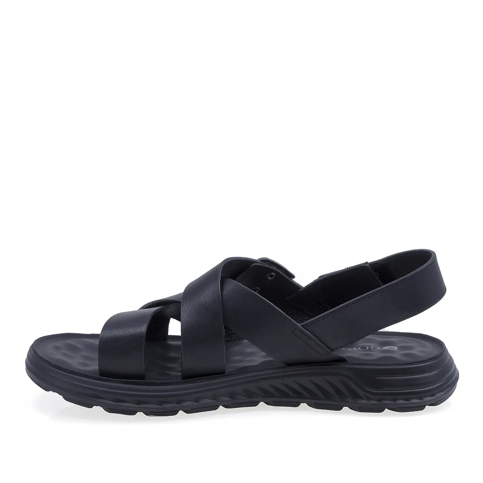 Sandale bărbați Goretti din piele naturală neagră, confort sporit și stil casual modern