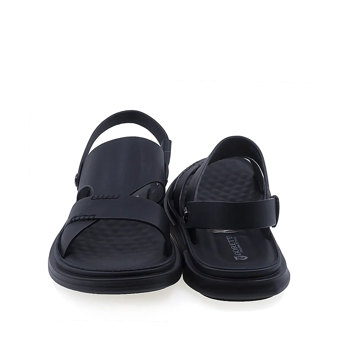 Sandale barbati casual Goretti B111-D172016 vedere din spate piele naturala neagra stil modern