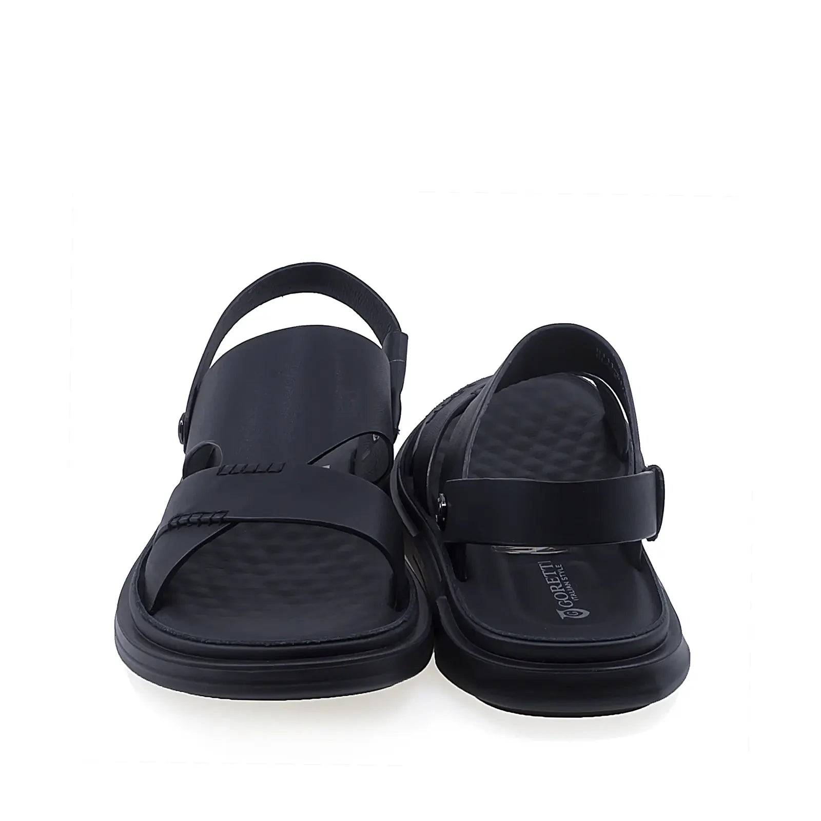 Sandale barbati casual Goretti B111-D172016 vedere din spate piele naturala neagra stil modern