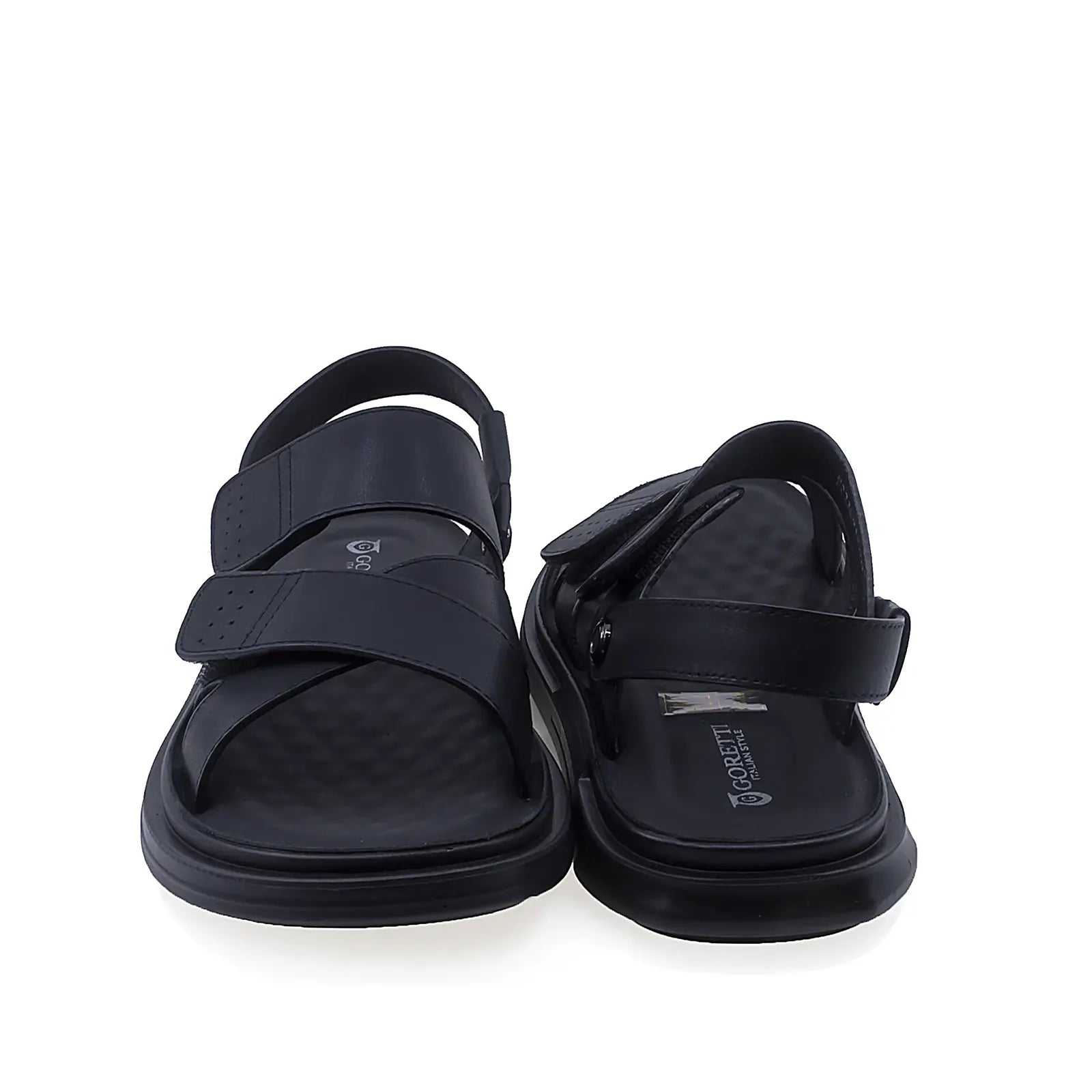 Sandale barbati casual Goretti B111-D17203 vedere din spate piele naturala neagra stil modern