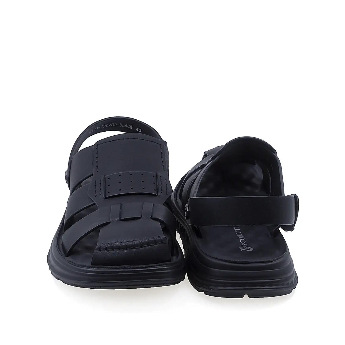 Sandale barbati casual Goretti B111-J25702 vedere din spate piele naturala neagra stil modern