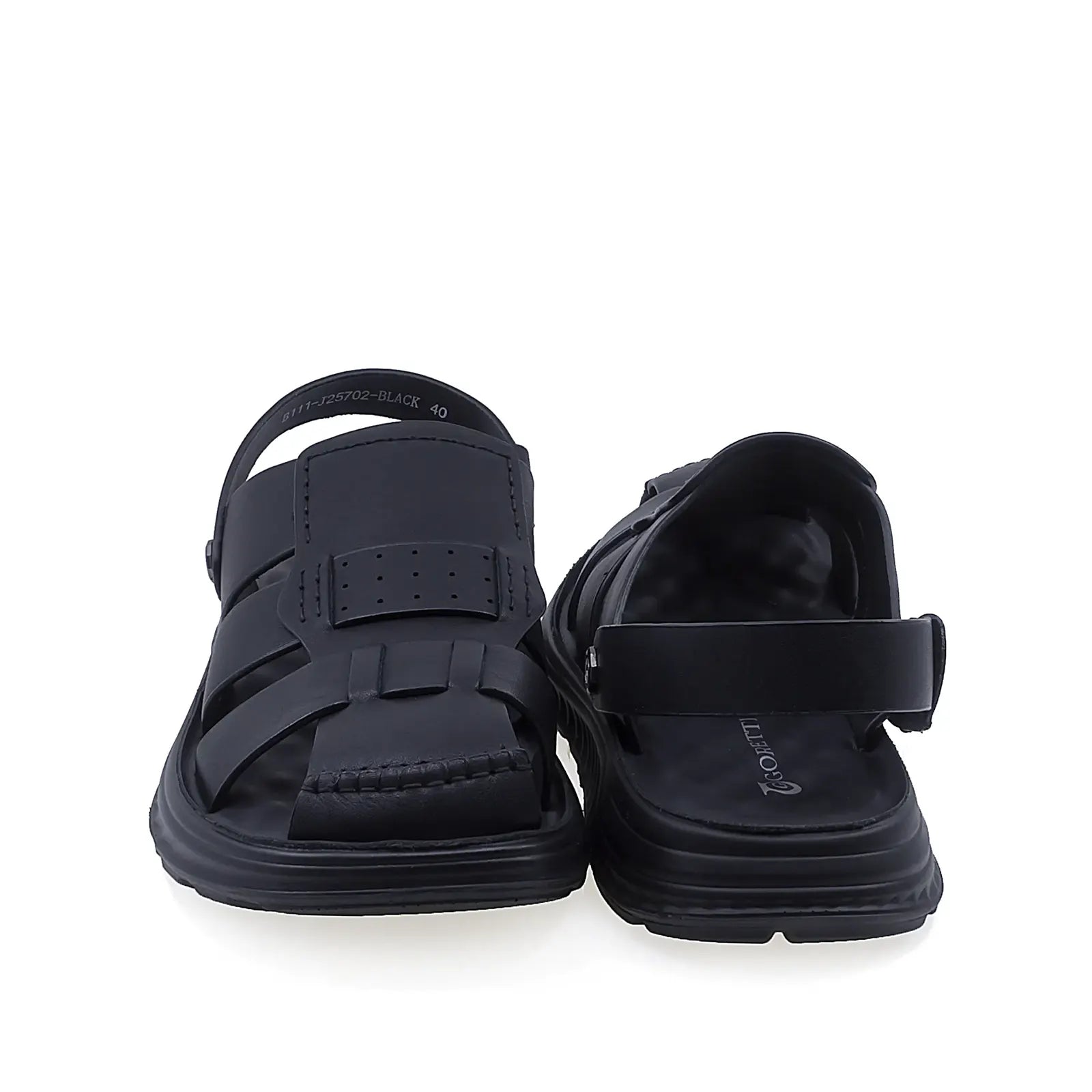Sandale barbati casual Goretti B111-J25702 vedere din spate piele naturala neagra stil modern