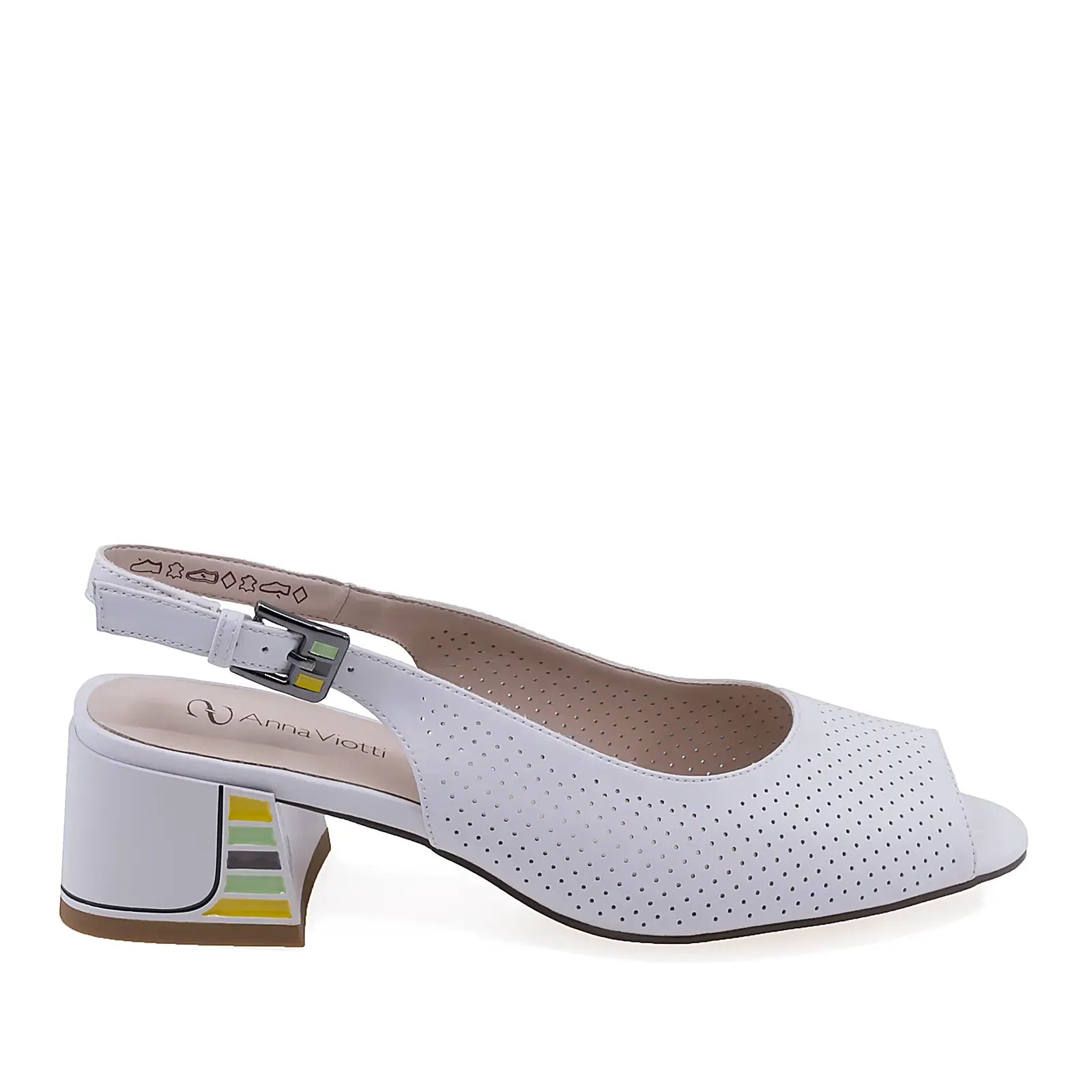 Sandale dama elegante piele naturala alba Anna Viotti vedere lateral dreapta model feminin confortabil