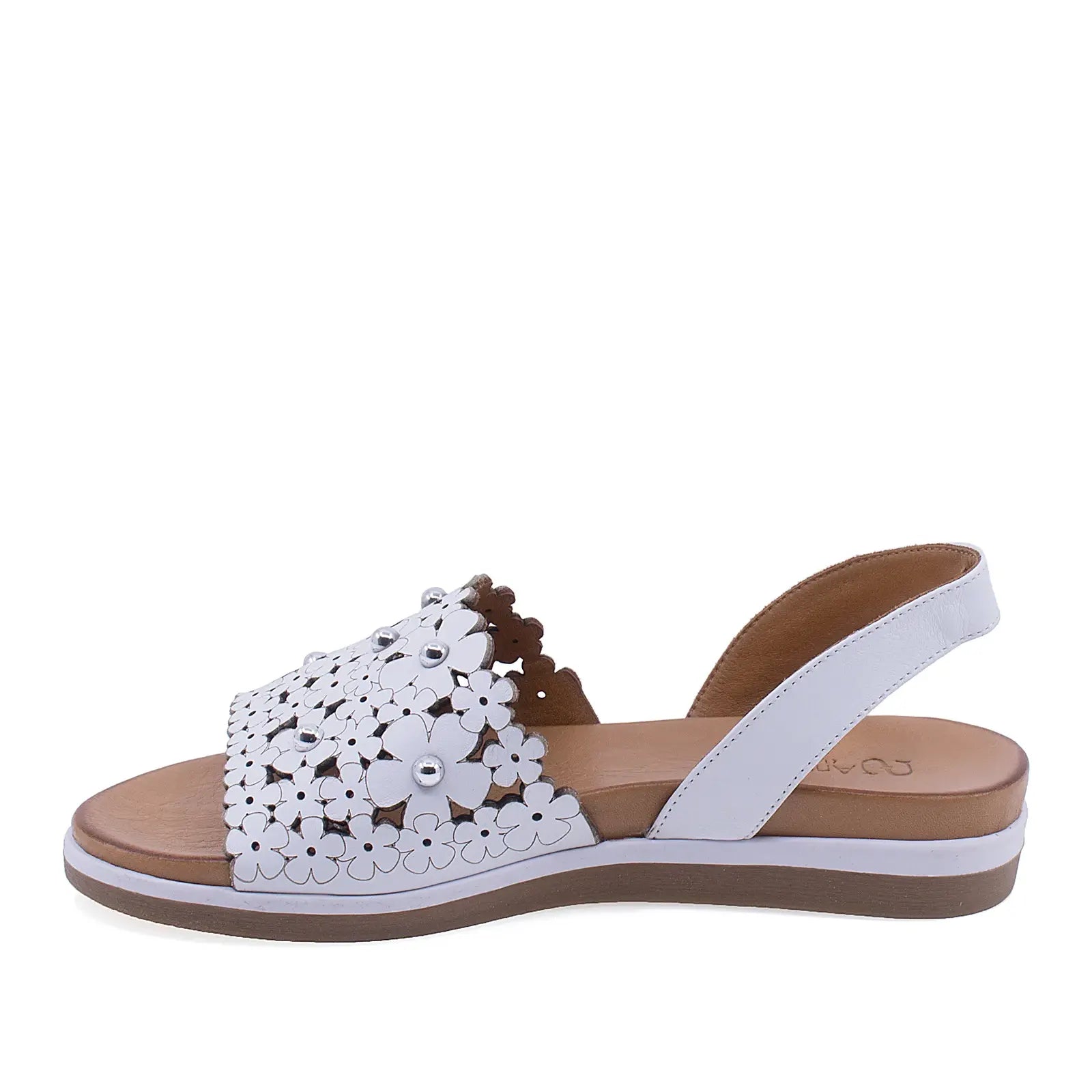 Sandale dama casual Anna Viotti D45-2653 albe vedere lateral stanga stil lejer