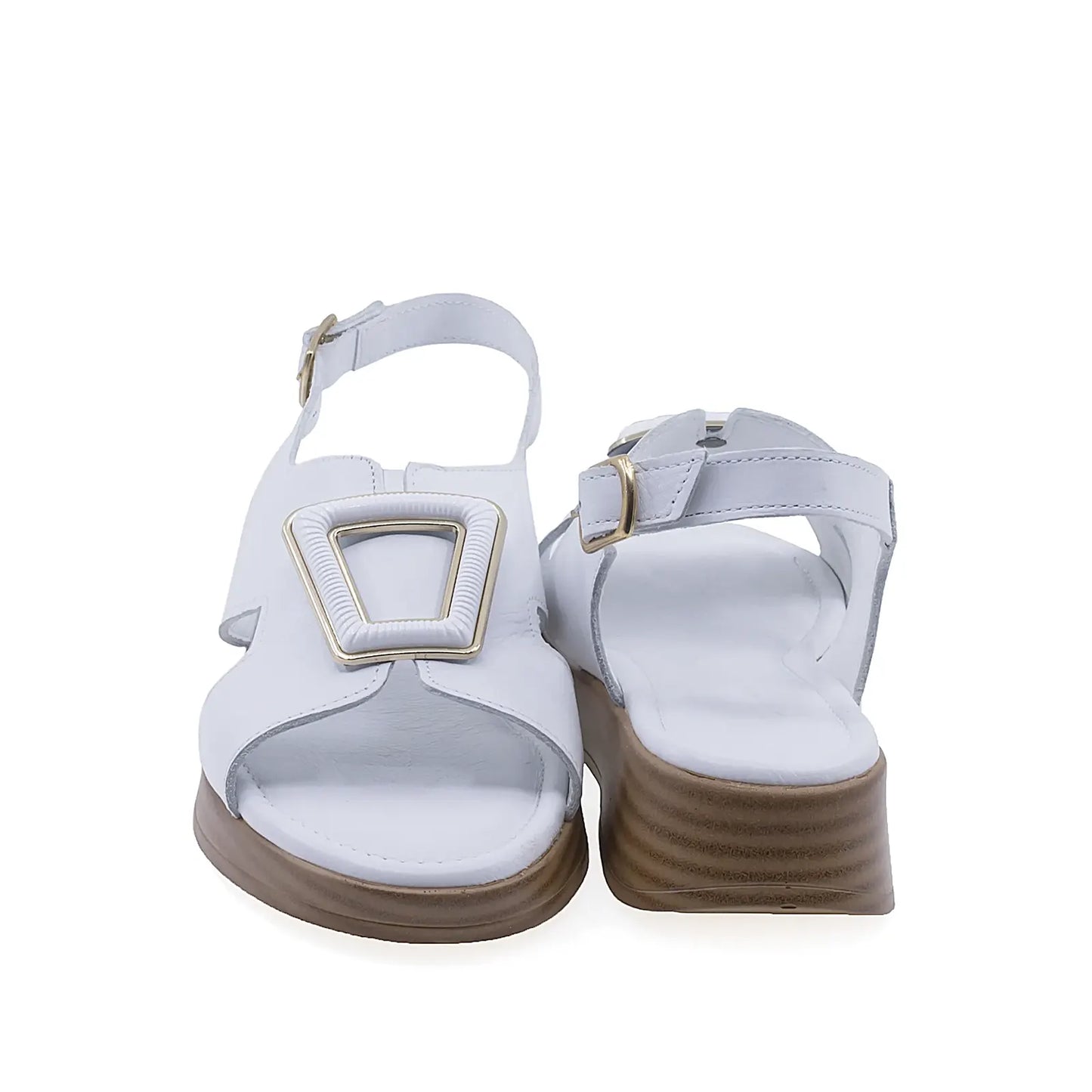 Sandale dama casual Anna Viotti D72-25-999 vedere spate piele naturala albe design elegant si confortabil