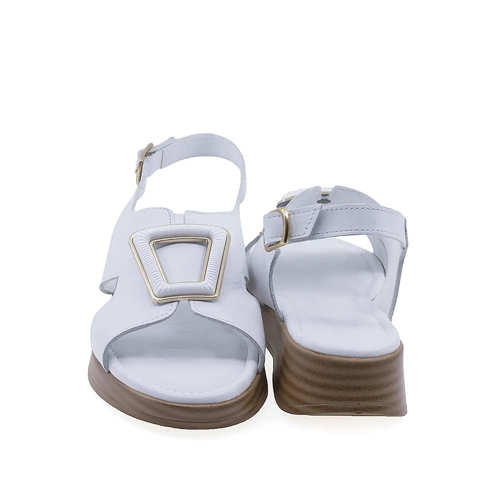 Sandale dama casual Anna Viotti D72-25-999 vedere spate piele naturala albe design elegant si confortabil