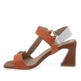 Sandale damă din piele naturală Anna Viotti D106-RD1365-B26, vedere laterală stânga și toc elegant de 7 cm