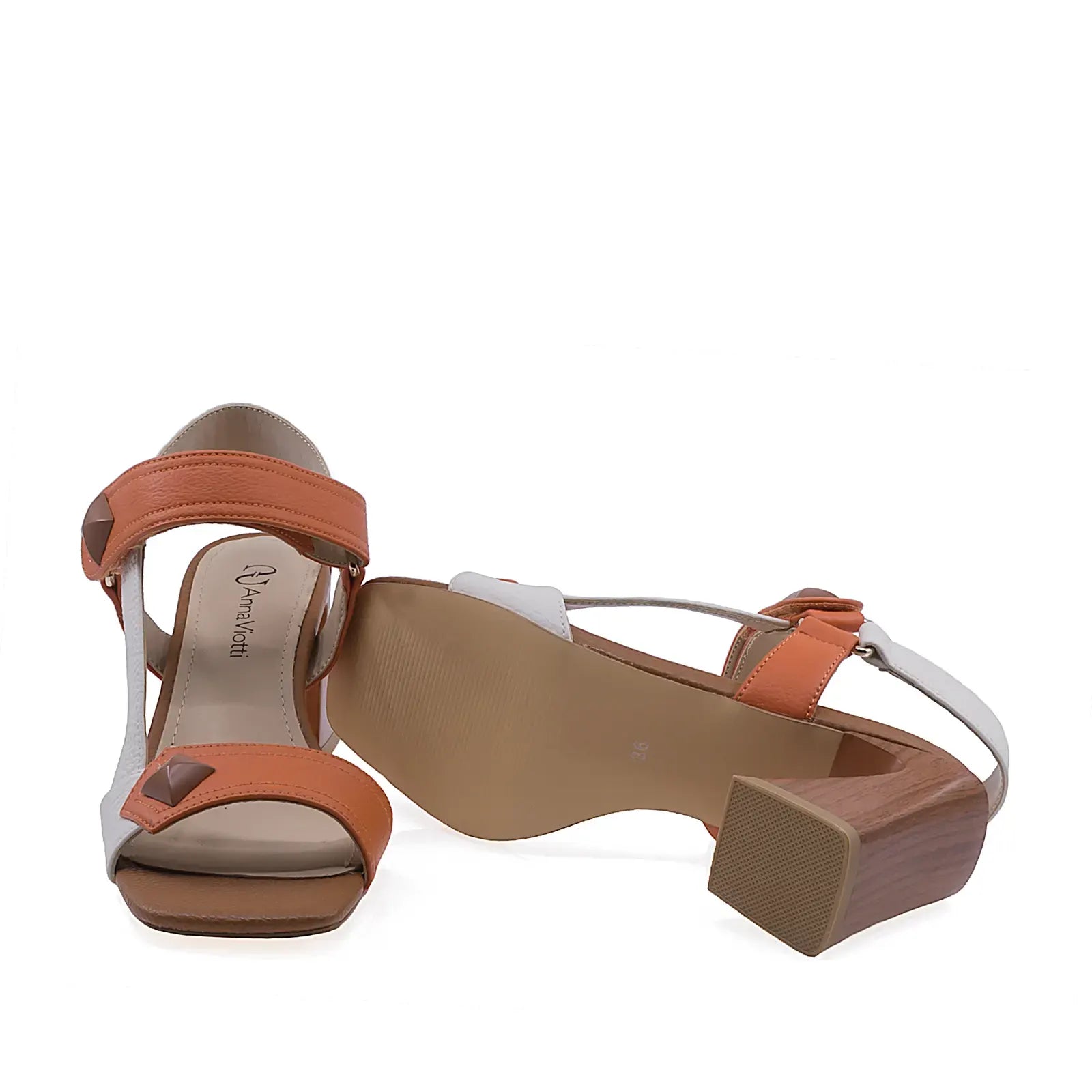 Sandale damă Anna Viotti D106-RD1365-B26 cu talpă rezistentă și toc de 7 cm pentru mers confortabil