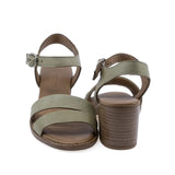 Sandale damă Anna Viotti D12-192 olive, toc stabil de 5,5 cm și design elegant pentru sezonul cald