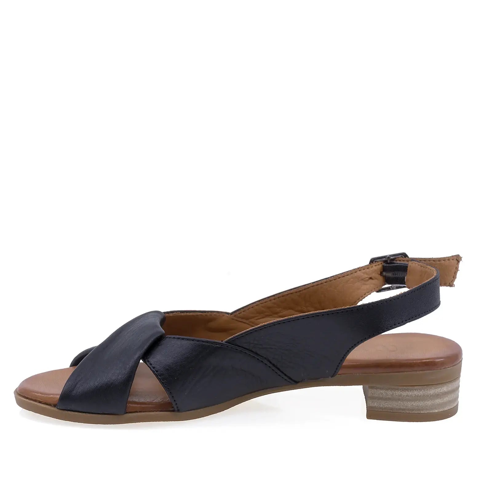 Sandale damă Anna Viotti D19-90 din piele naturală neagră, vedere laterală stânga cu design modern și feminin