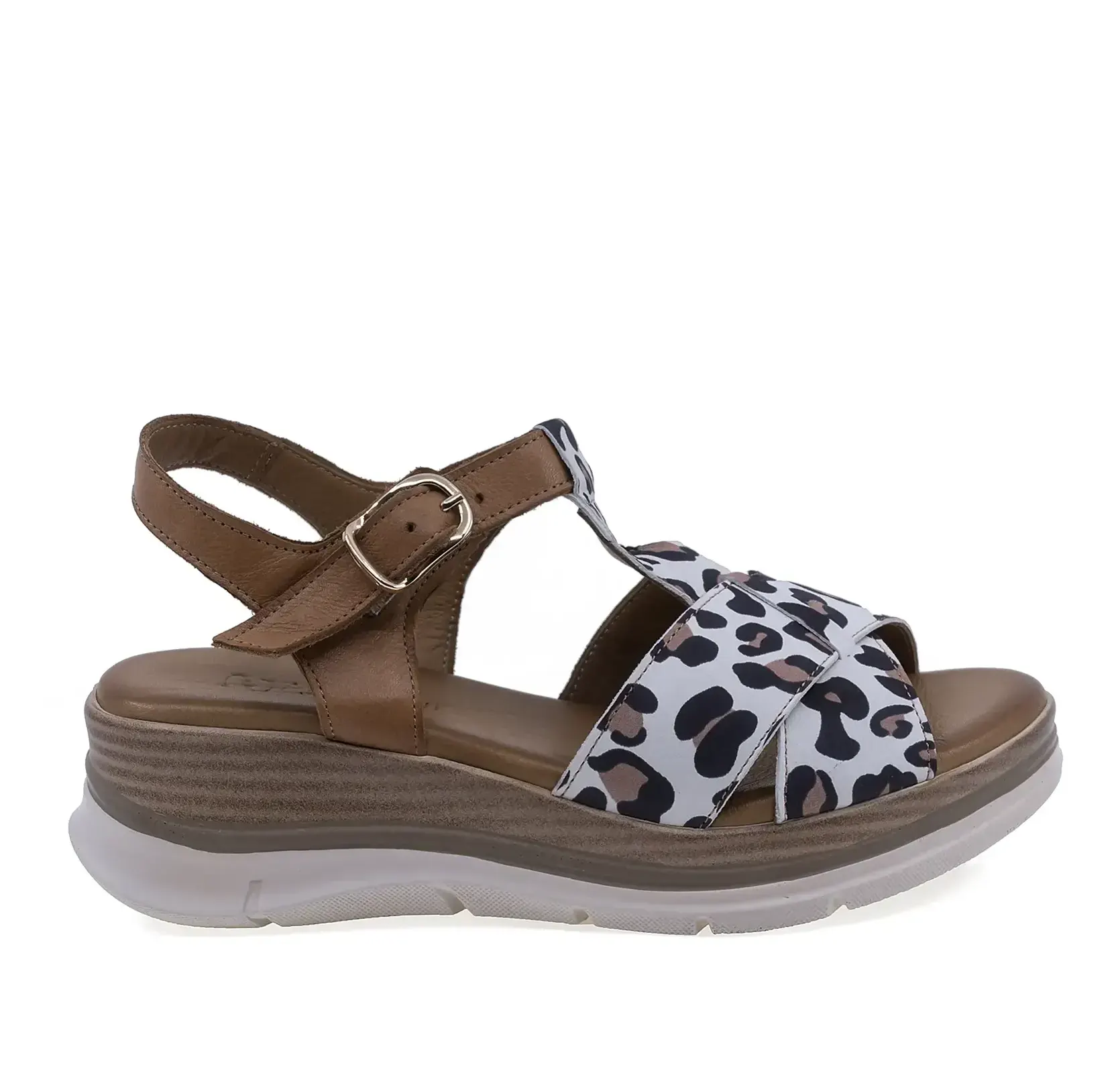 Sandale damă casual Anna Viotti D20-H2987 coniac leopard, vedere laterală dreapta, confortabile și ușor de asortat