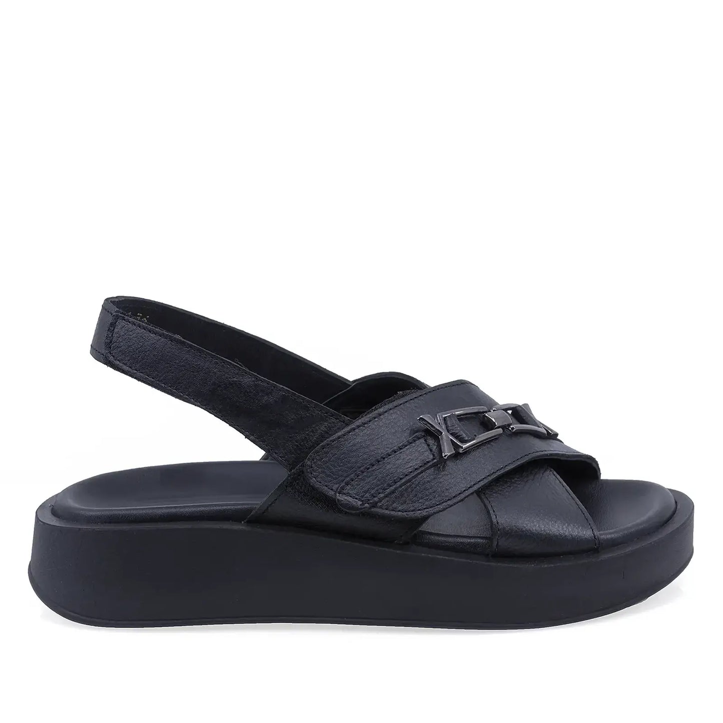Sandale damă casual Anna Viotti D200-68314 negre, vedere laterală dreapta, confortabile pentru purtare zilnică