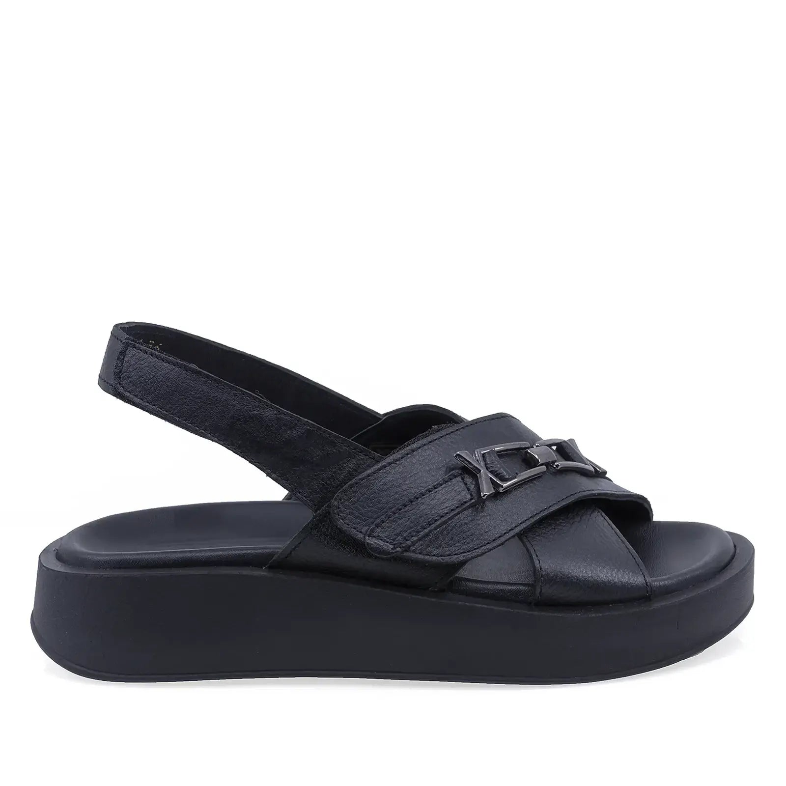 Sandale damă casual Anna Viotti D200-68314 negre, vedere laterală dreapta, confortabile pentru purtare zilnică