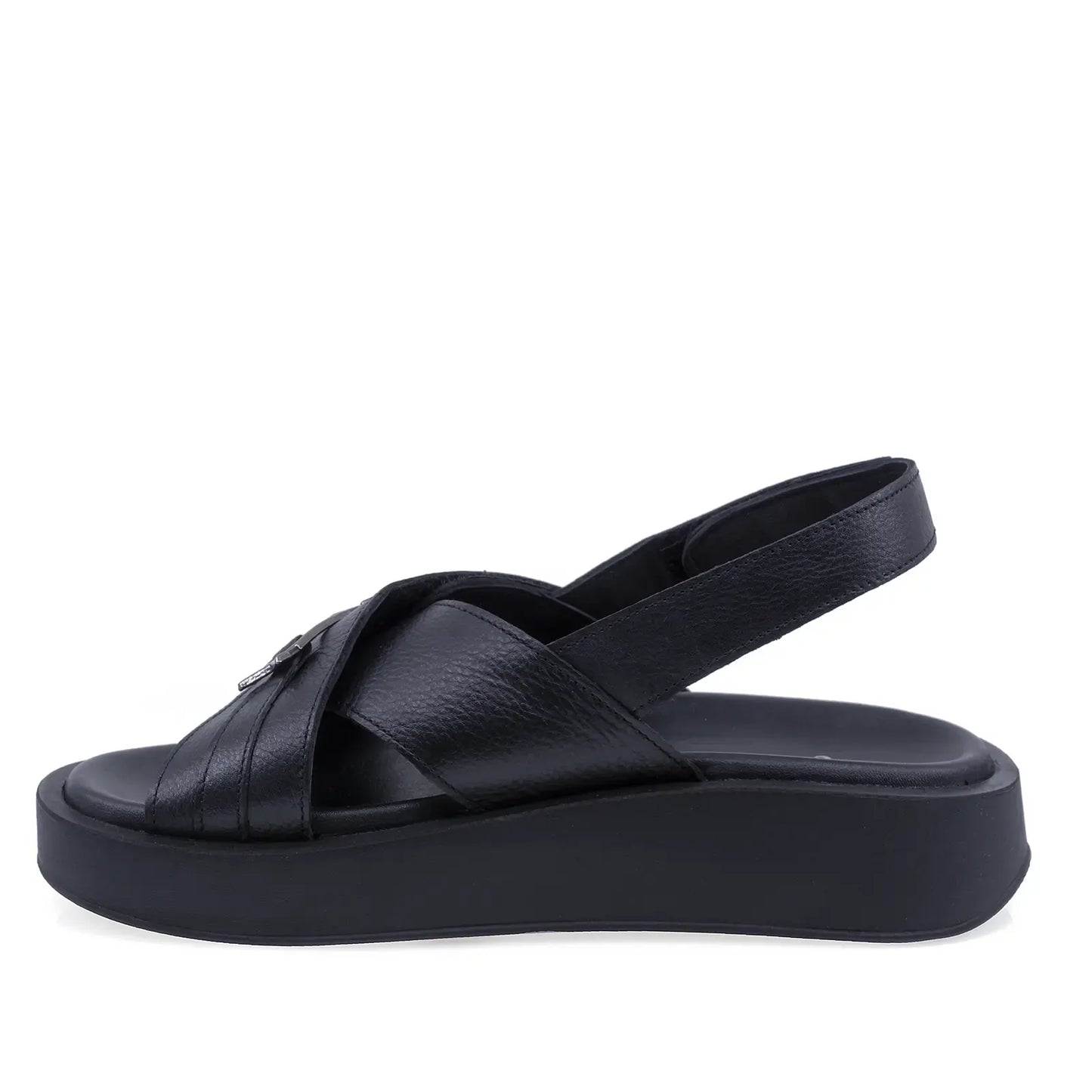 Sandale damă Anna Viotti D200-68314 negre din piele naturală, cu talpă confortabilă și design modern