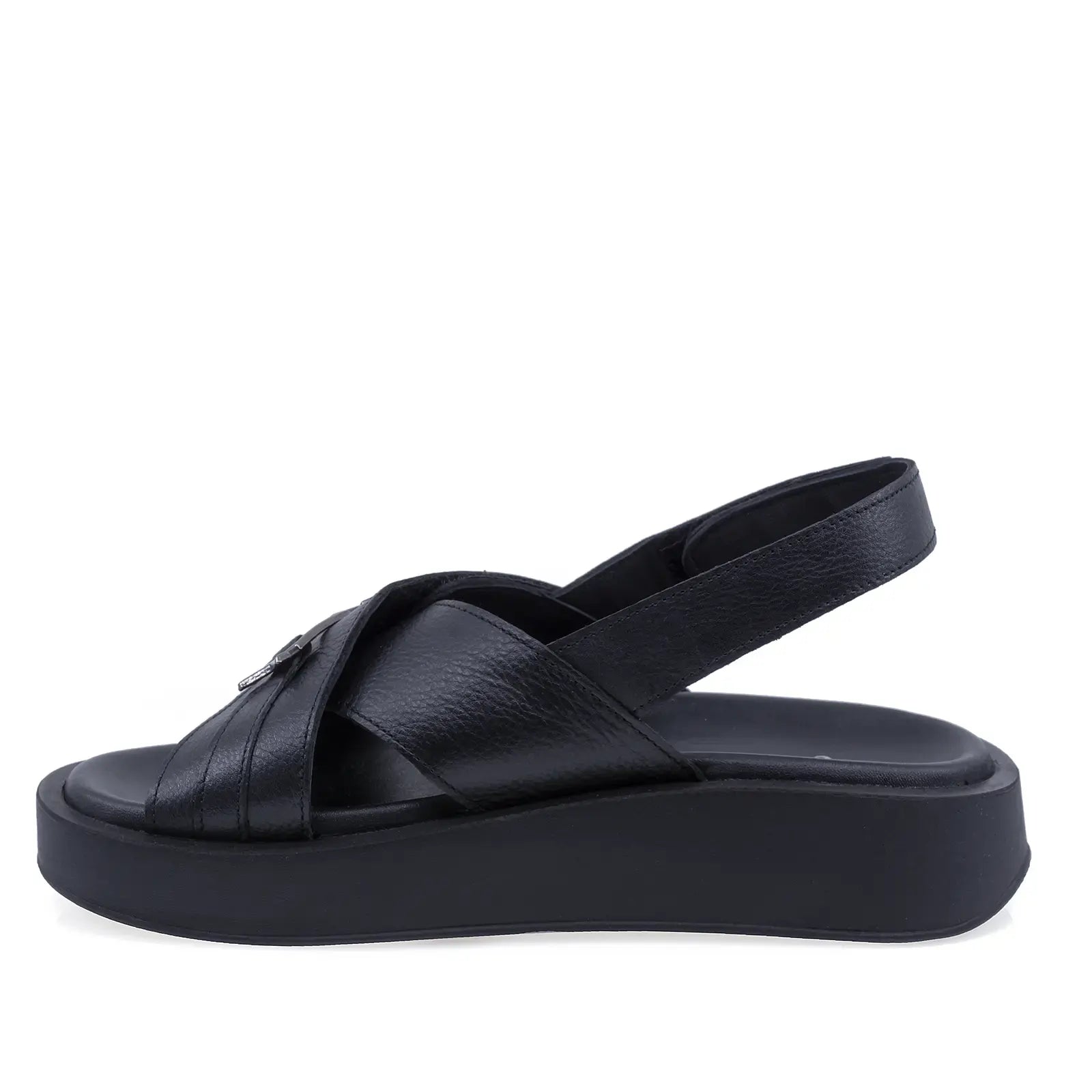 Sandale damă Anna Viotti D200-68314 negre din piele naturală, cu talpă confortabilă și design modern