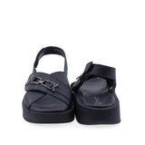Sandale damă Anna Viotti D200-68314 negre, talpă ergonomică și platformă pentru confort sporit
