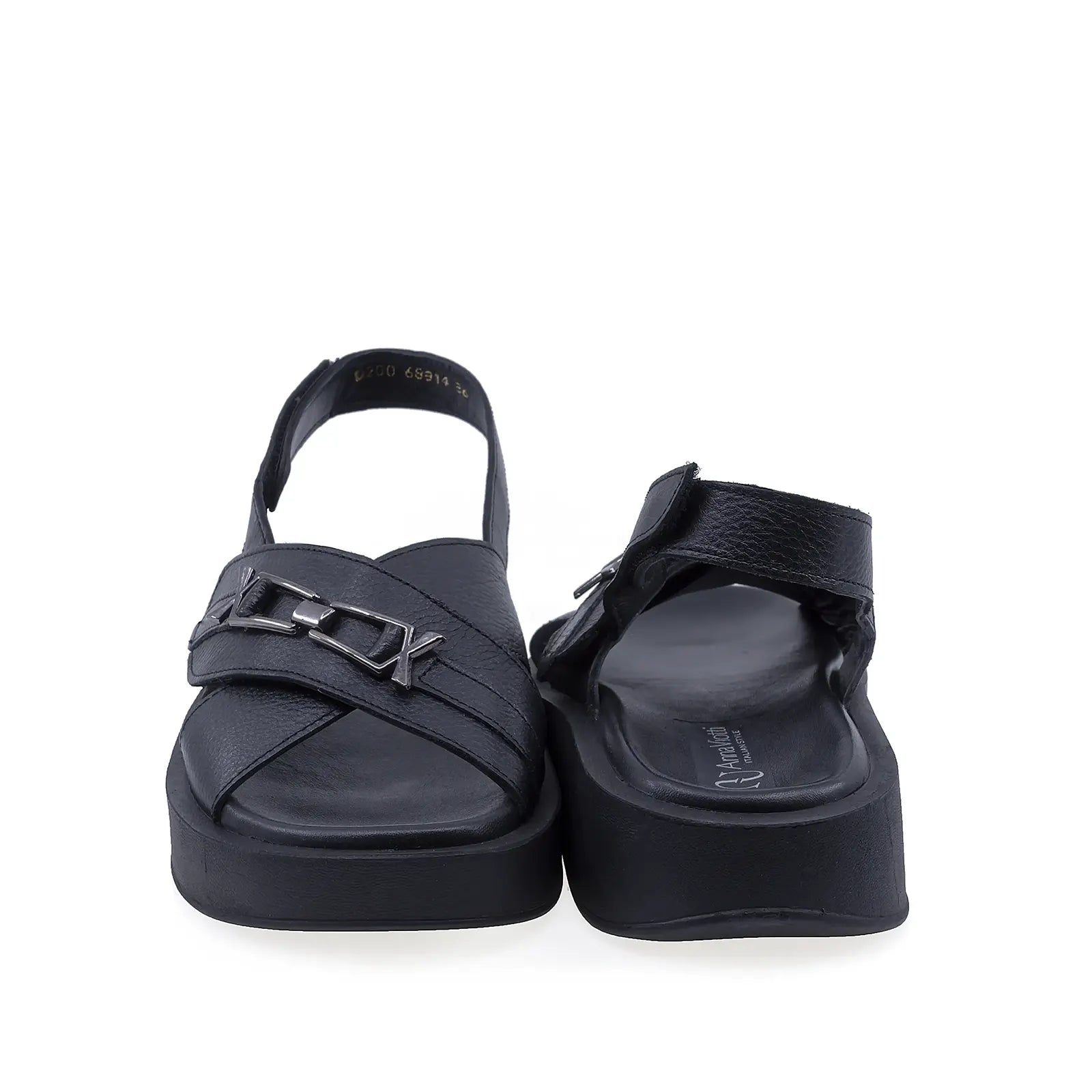 Sandale damă Anna Viotti D200-68314 negre, talpă ergonomică și platformă pentru confort sporit