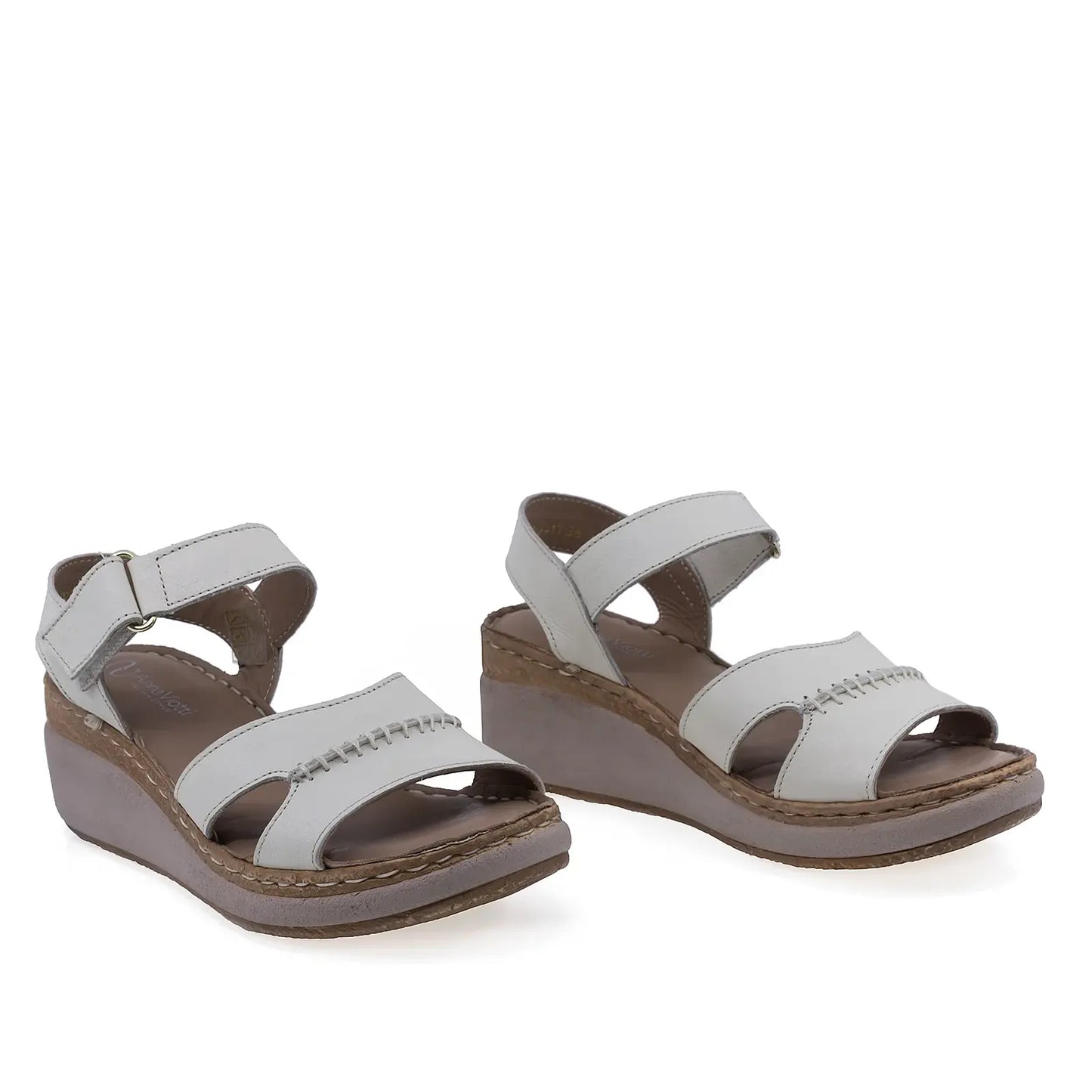 Sandale damă Anna Viotti D200-68411 crem din piele naturală, cu design casual și talpă ortopedică