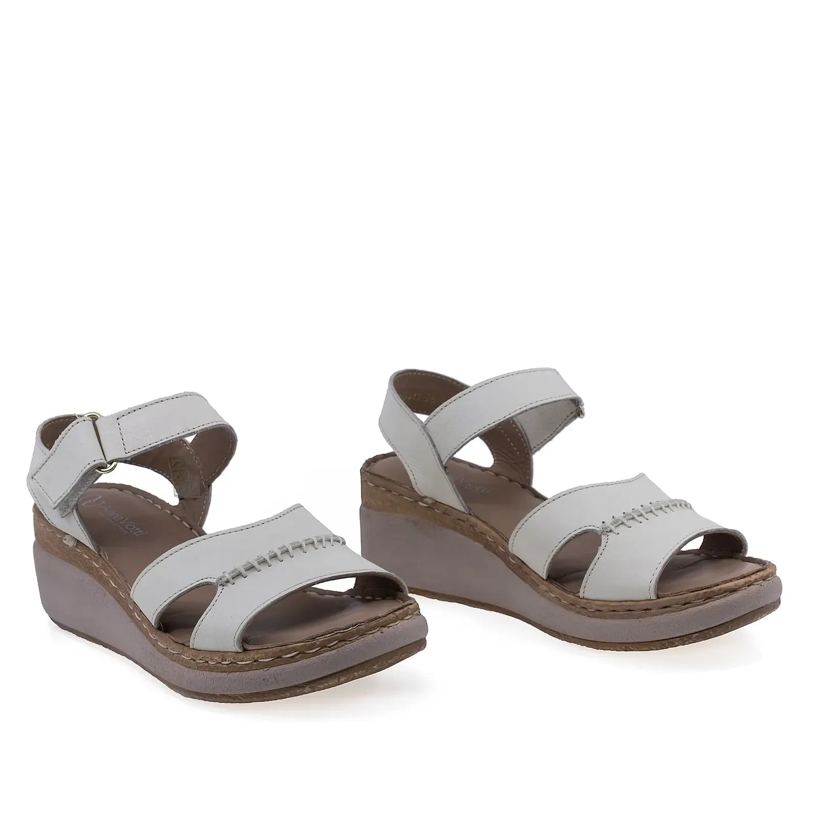 Sandale damă Anna Viotti D200-68411 crem din piele naturală, cu design casual și talpă ortopedică