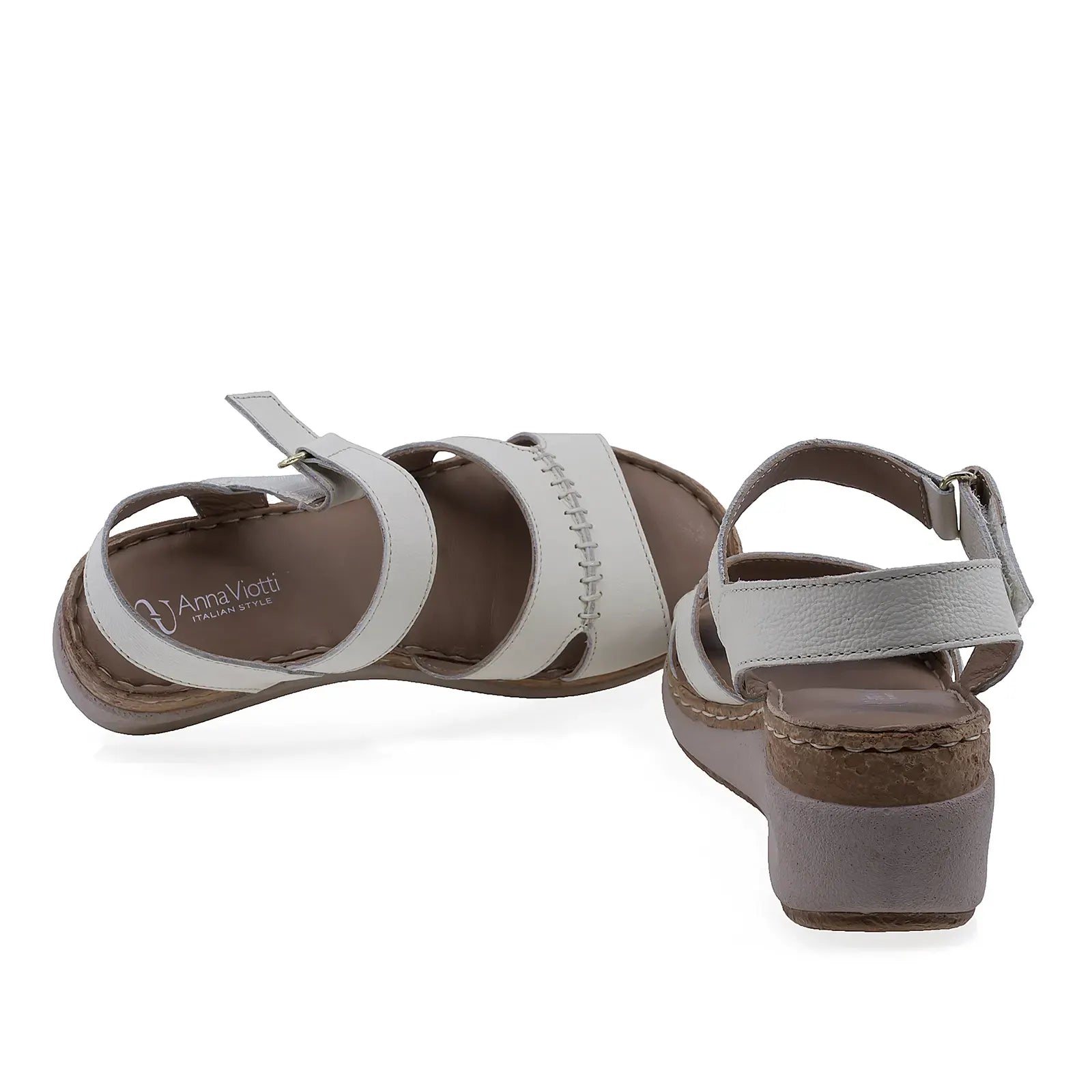 Branț fusbet acoperit cu meșină naturală la sandalele Anna Viotti D200-68411 crem, pentru confort sporit