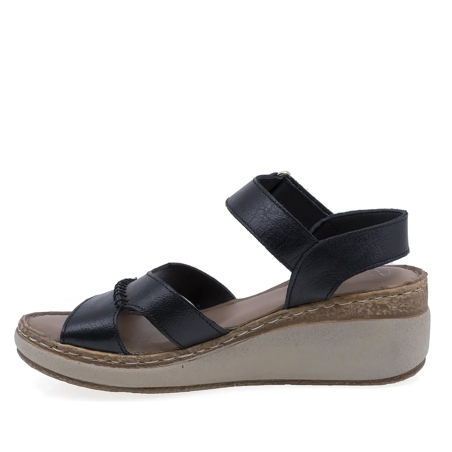Sandale damă Anna Viotti D200-68411 din piele naturală neagră, vedere laterală stângă