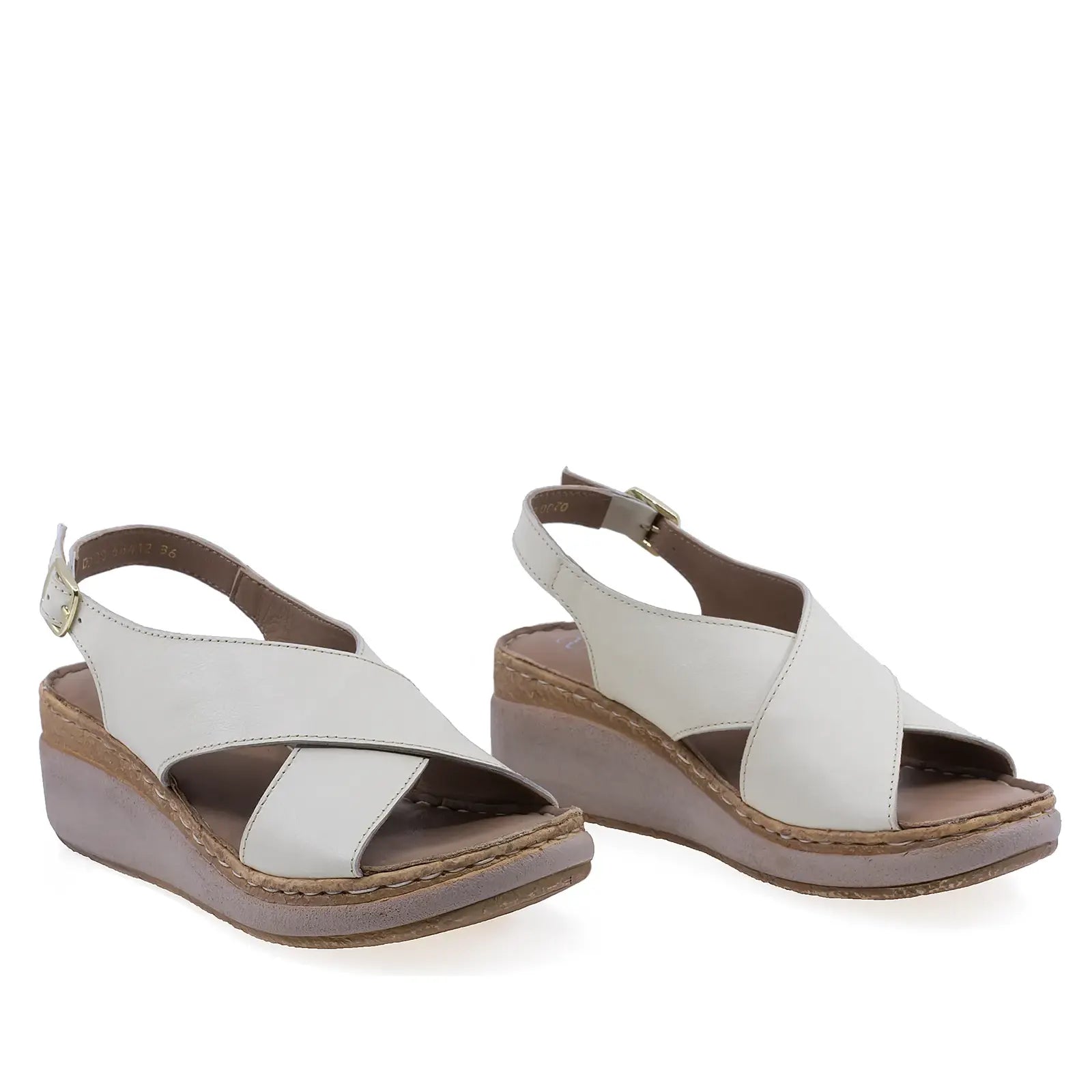 Sandale dama Anna Viotti D200-68412 crem din piele naturala, cu talpa ortopedica si design casual elegant