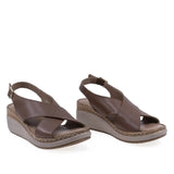 Sandale damă Anna Viotti D200-68412 maro din piele naturală, cu talpă ortopedică și design casual confort