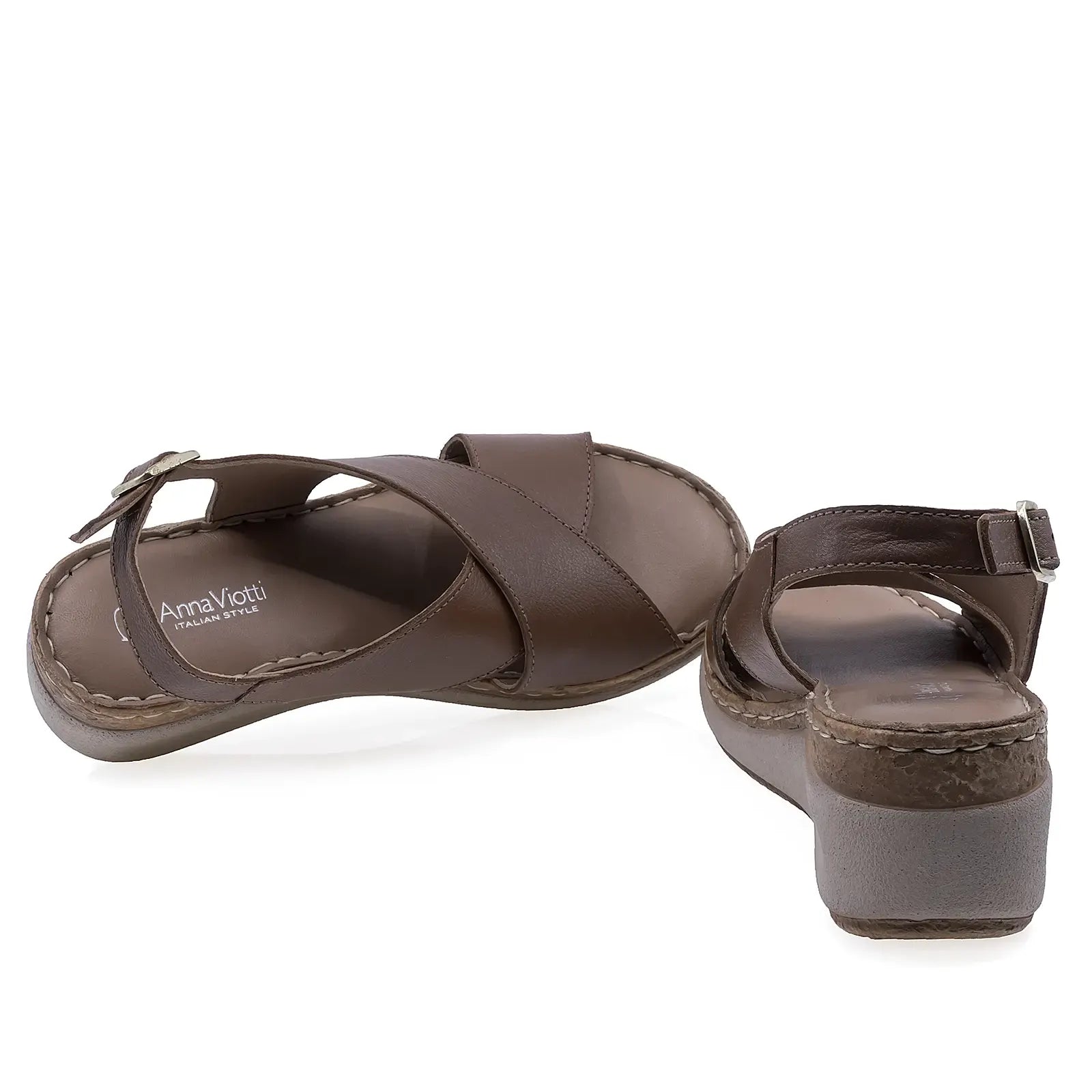 Branț fusbet acoperit cu meșină naturală al sandalelor damă Anna Viotti D200-68412 pentru confort zilnic