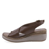 Sandale damă Anna Viotti D200-68412 din piele naturală maro, vedere laterală stângă