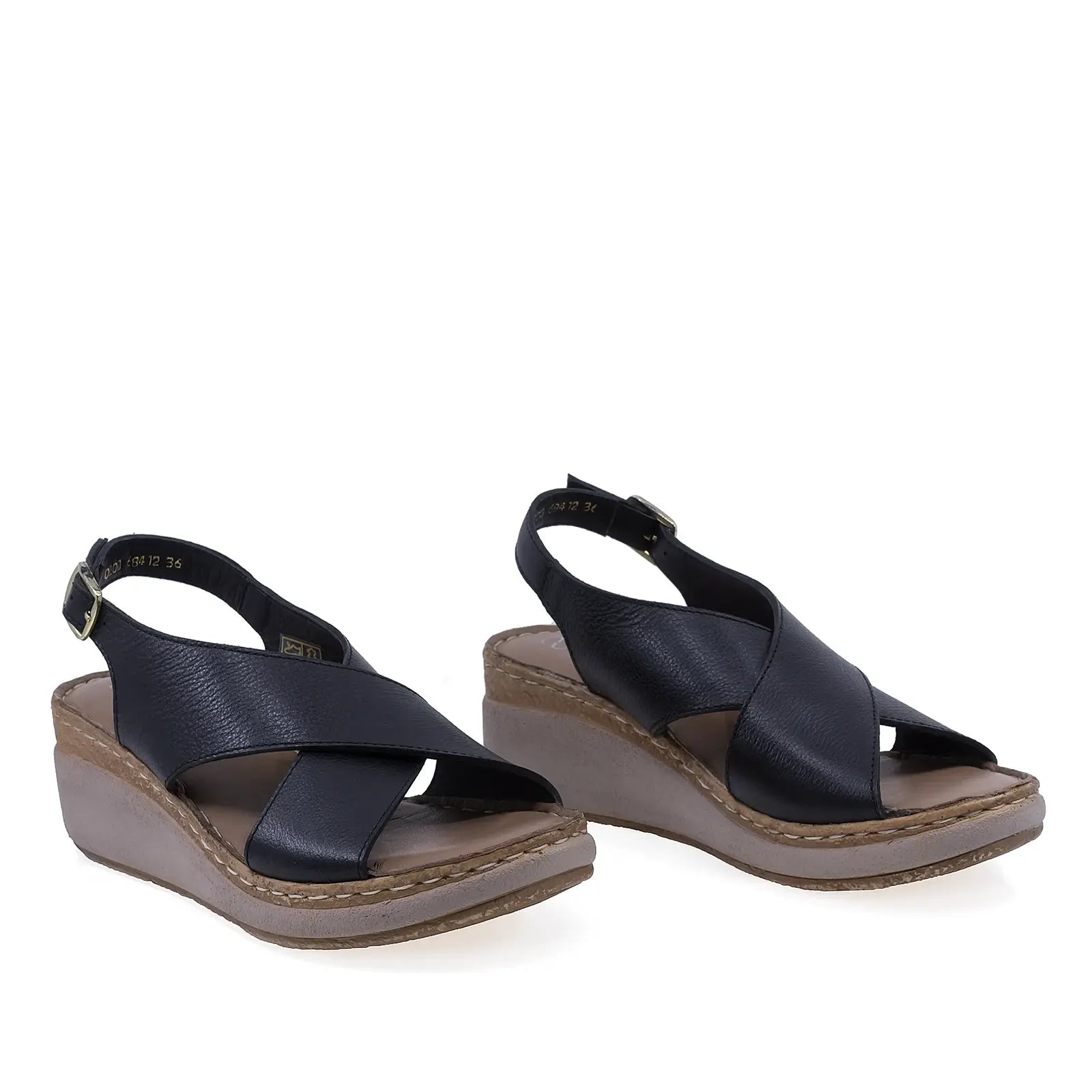 Sandale damă Anna Viotti D200-68412 negre din piele naturală, cu design casual și talpă ortopedică