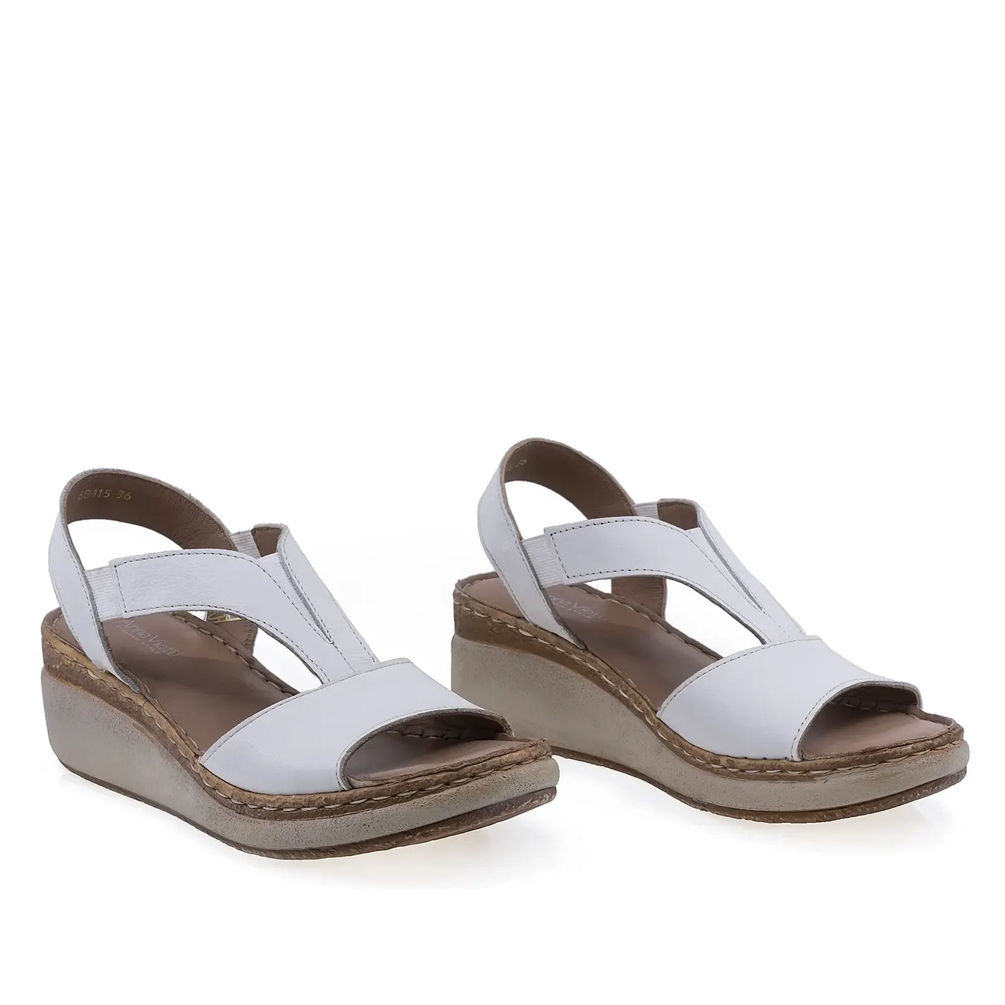Sandale damă Anna Viotti D200-68415 albe din piele naturală, cu talpă ortopedică și design casual confort