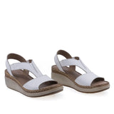 Sandale damă Anna Viotti D200-68415 albe din piele naturală, cu talpă ortopedică și design casual confort