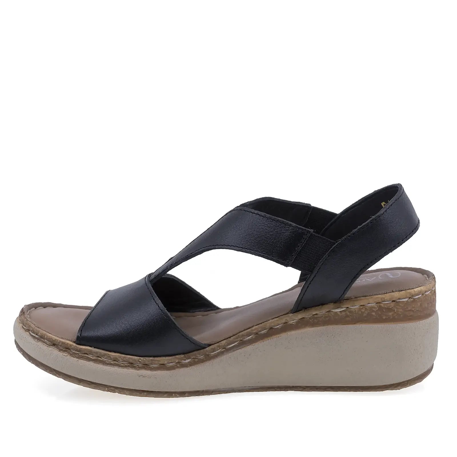 Sandale damă Anna Viotti D200-68415 din piele naturală neagră, vedere laterală stângă