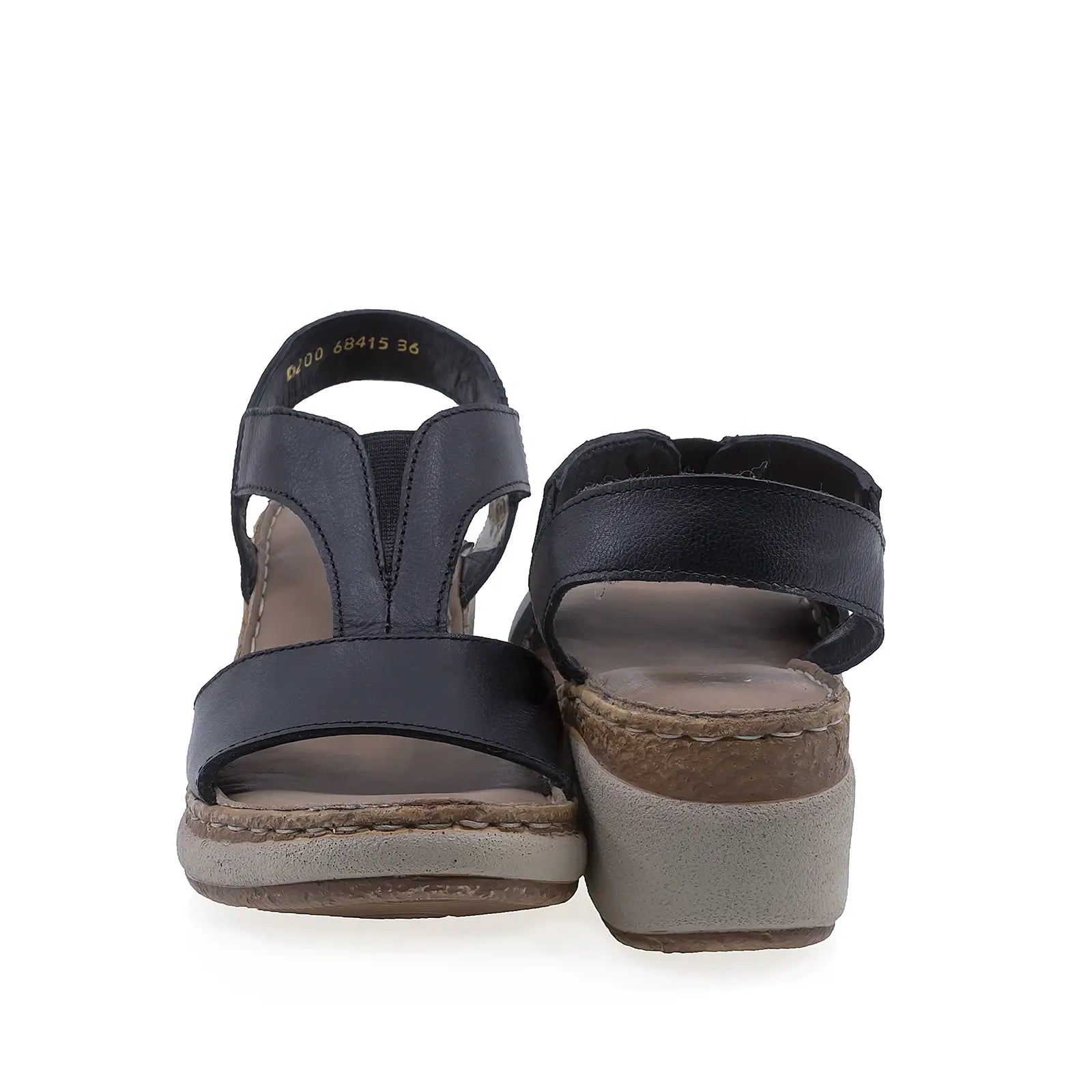 Sandale damă Anna Viotti D200-68415 negre, vedere din spate, cu platformă de 6 cm și susținere optimă