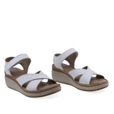 Sandale damă Anna Viotti D200-68417 albe din piele naturală, cu talpă ortopedică și design casual confortabil