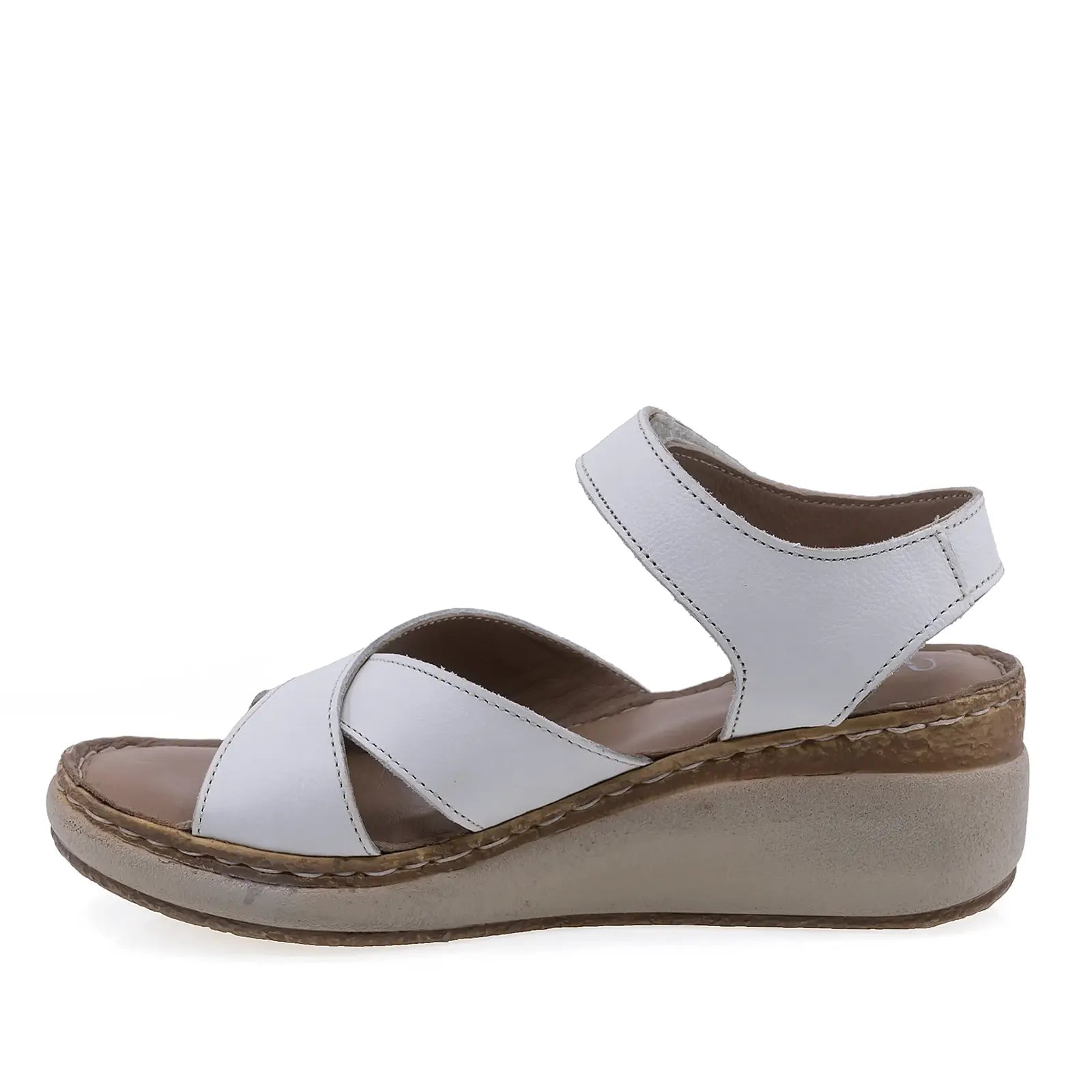 Sandale damă Anna Viotti D200-68417 din piele naturală albă, vedere laterală stângă