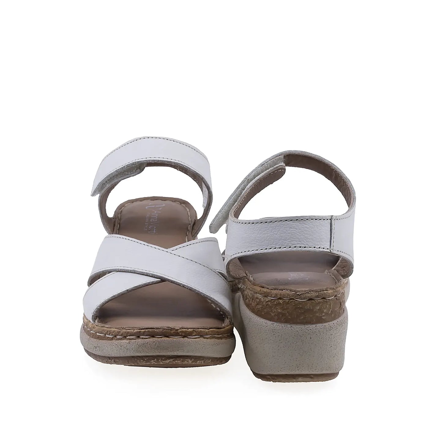 Sandale damă Anna Viotti D200-68417 albe, vedere din spate, cu platformă confortabilă de 6 cm