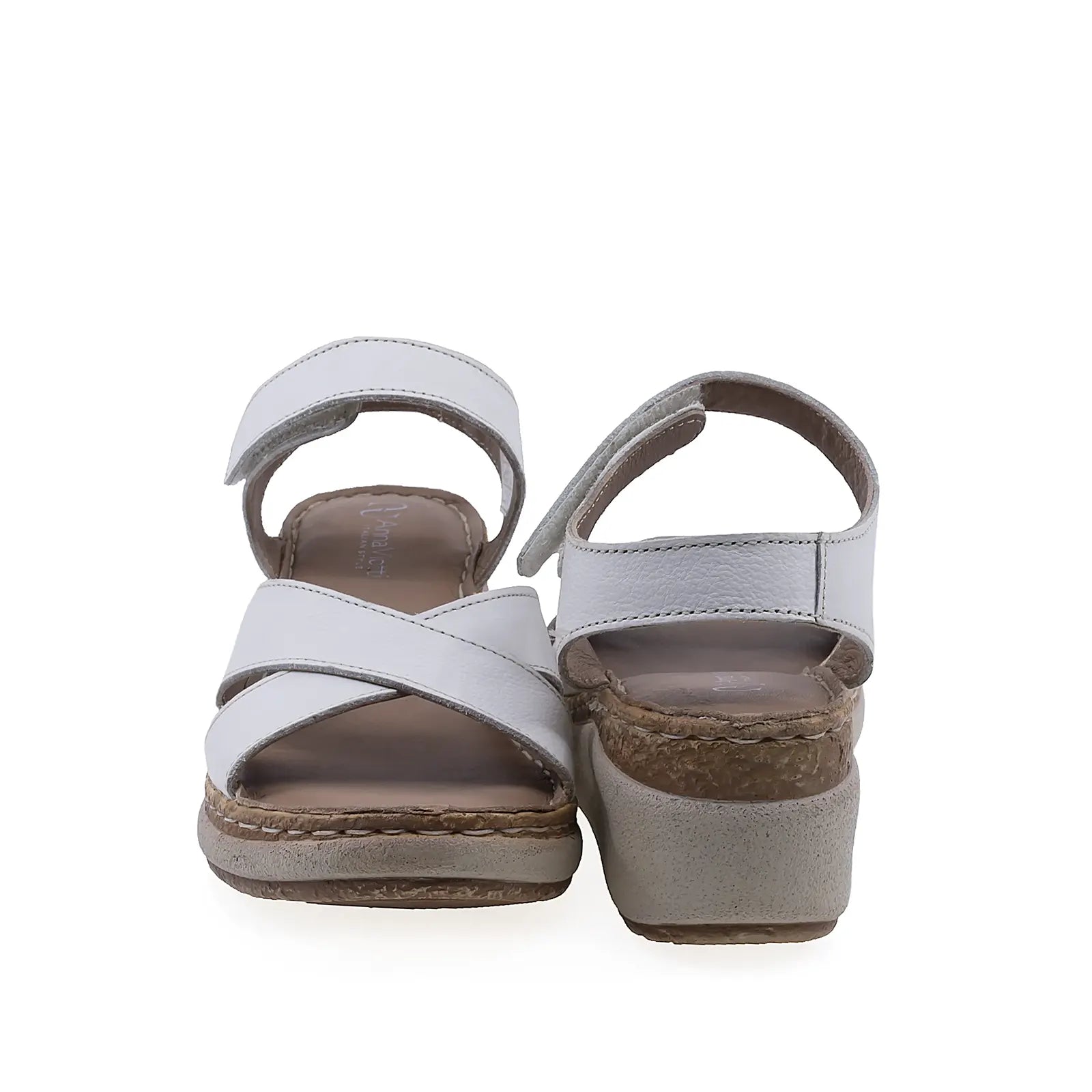 Sandale damă Anna Viotti D200-68417 albe, vedere din spate, cu platformă confortabilă de 6 cm