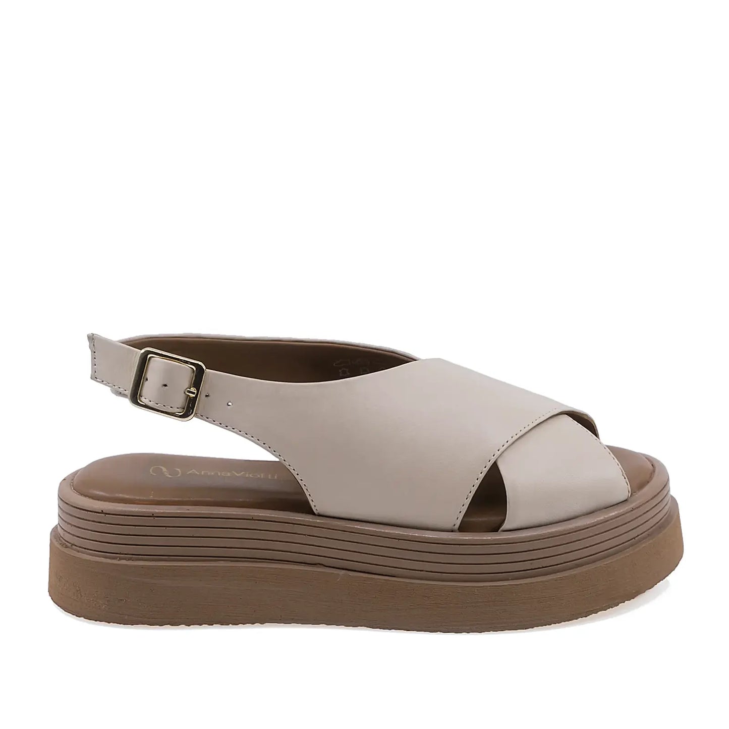 Sandale dama casual Anna Viotti D202-82410 ivory, vedere laterala dreapta, confortabile si usor de purtat zilnic