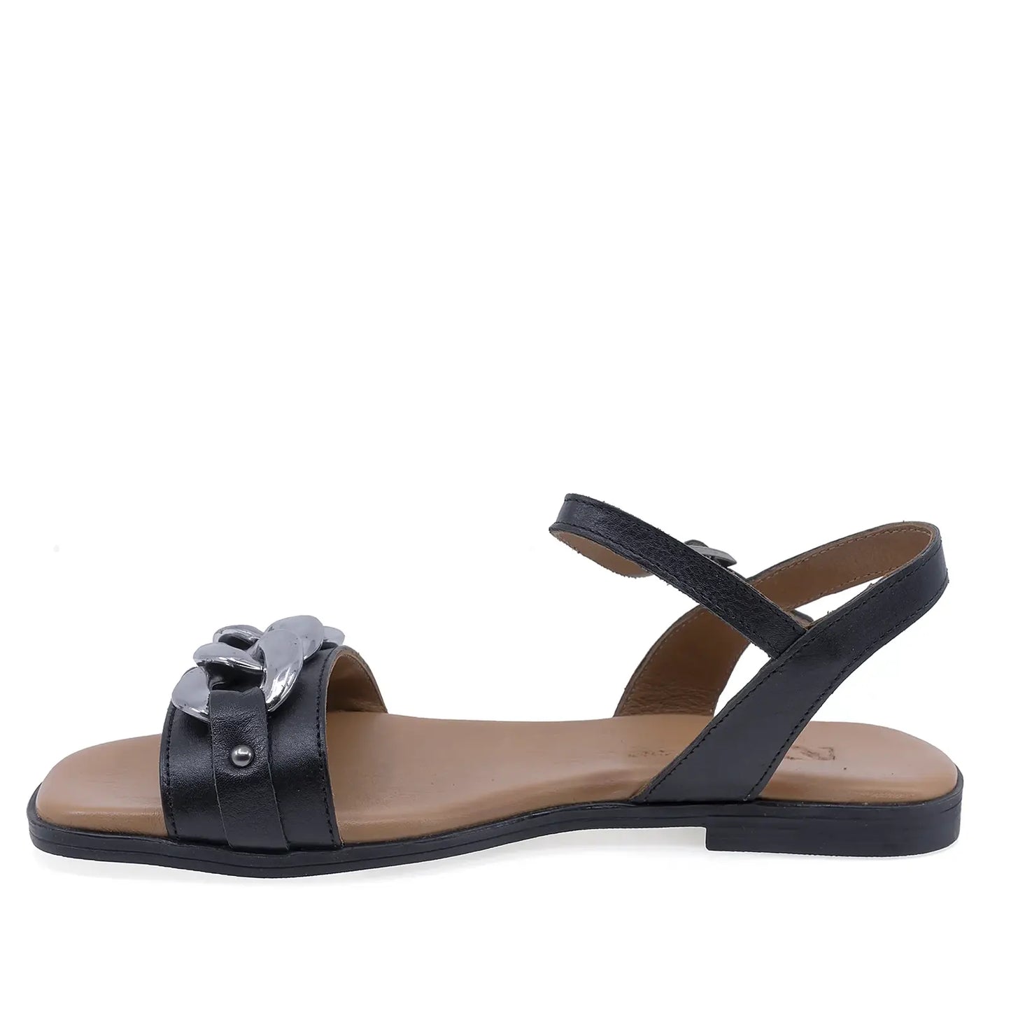 Sandale damă Anna Viotti D21-BL143 din piele naturală neagră, vedere laterală stânga cu design modern