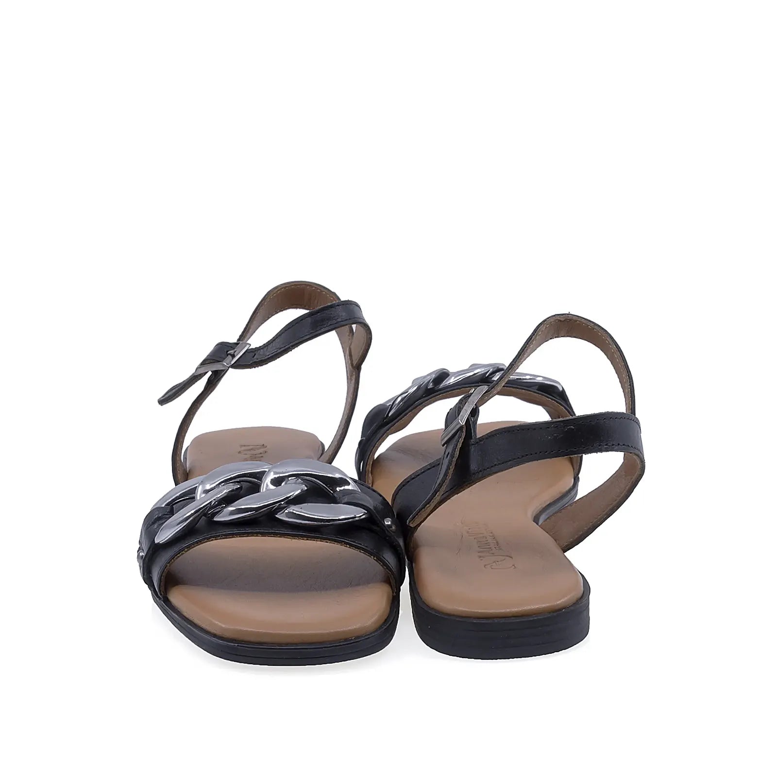 Sandale damă casual-elegante Anna Viotti D21-BL143 negre, vedere din spate cu finisaje atent realizate